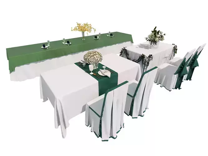 Tablecloth Set three table cloths Low-poly 3D model