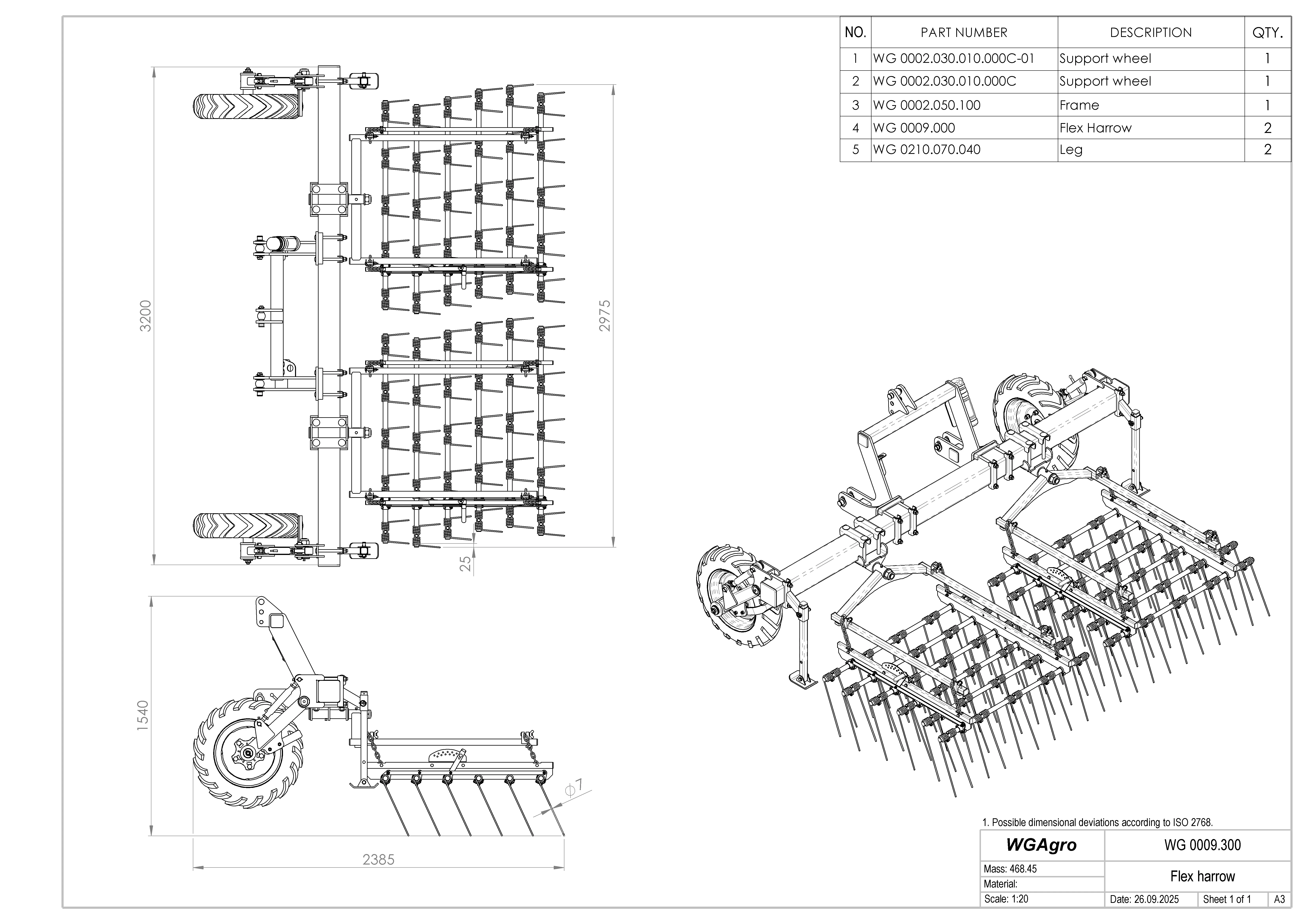 WG 0009 - Complete range of 5 flex harrow 3D model_2