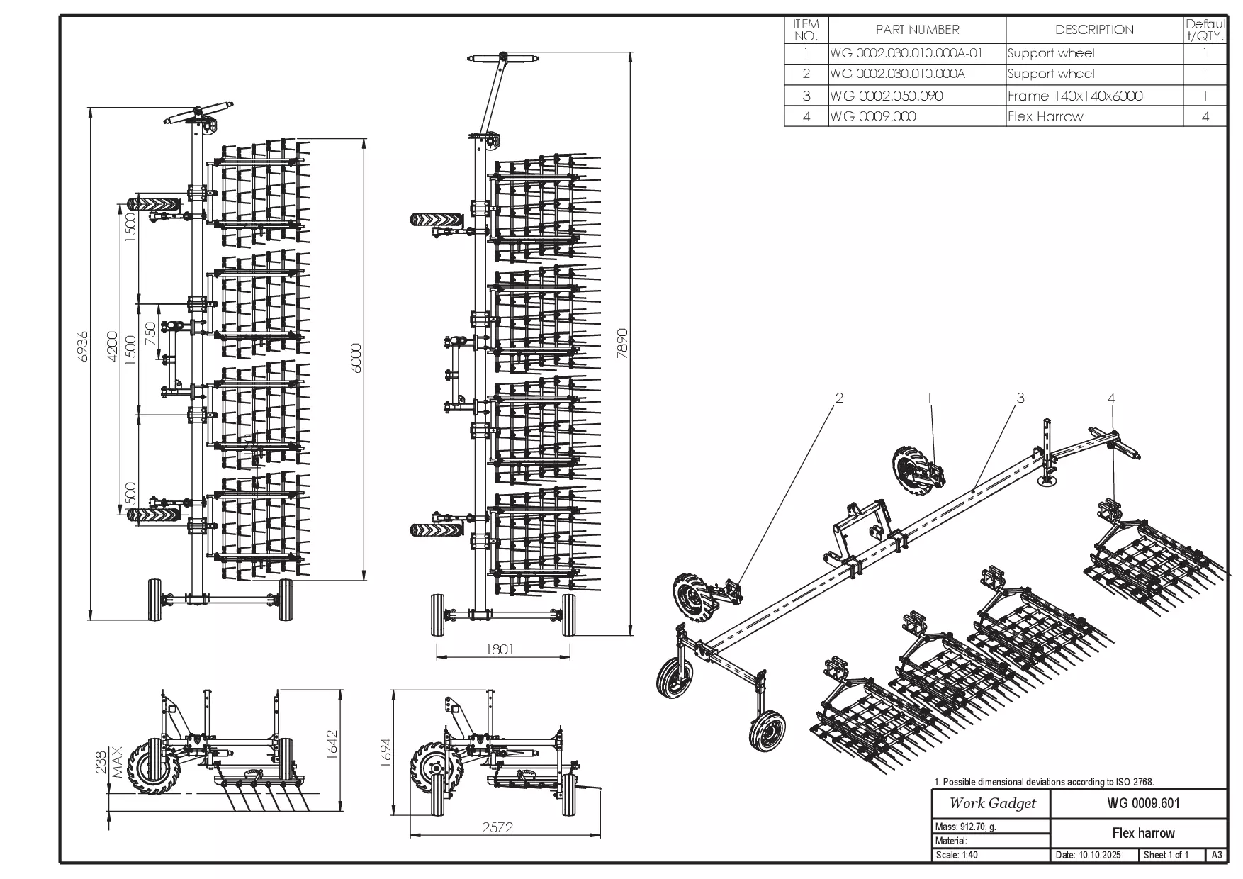 WG 0009 - Complete range of 5 flex harrow 3D model_4