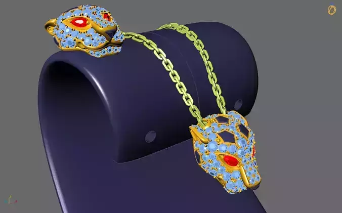 Head tiger bvgari diamond  pendant 