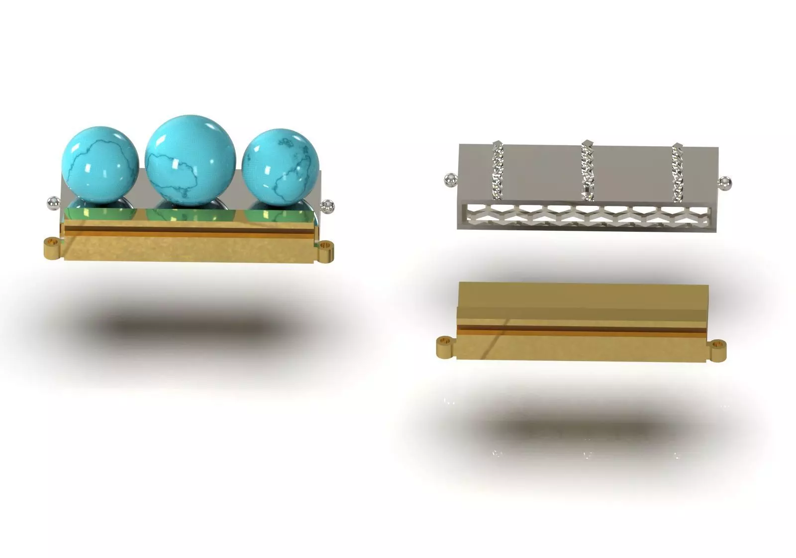 Slide Lock Multi Strand Pearl Bead Connector gold 3dm gl0040 3D print model_11