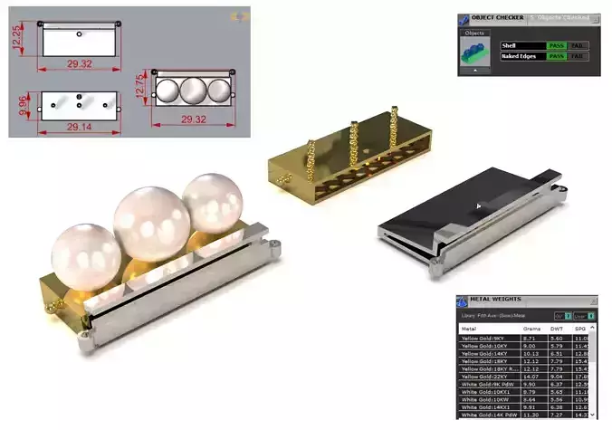 Slide Lock Multi Strand Pearl Bead Connector gold 3dm gl0040