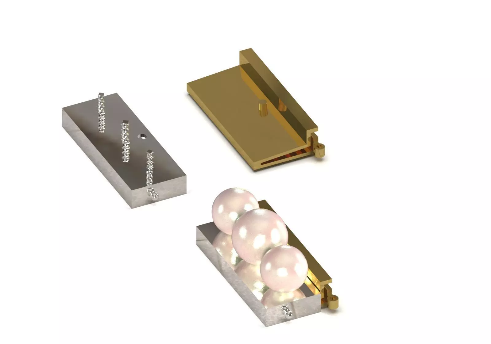 Slide Lock Multi Strand Pearl Bead Connector gold 3dm gl0040 3D print model_9