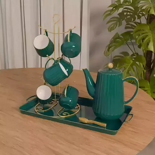 Tea Cup Holder - Cup Set Dark Green