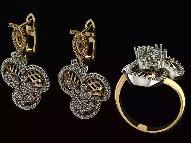 Set ring and earrings for 3D models
