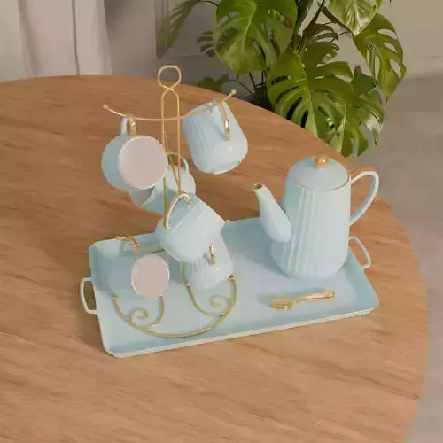 Cup Set - Ligh Blue - Tea Cup Holder