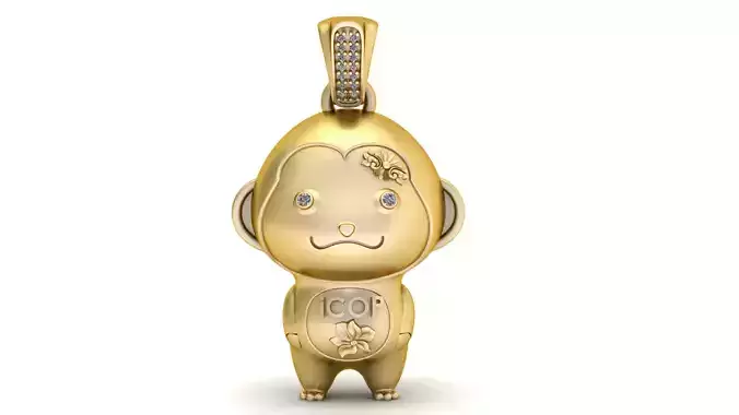Cute Monkey Pendant 3D Printable MODEL