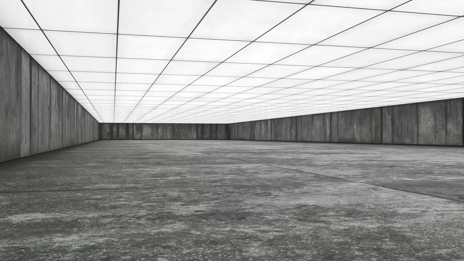 Concrete Garage Interior Low-poly 3D model_1