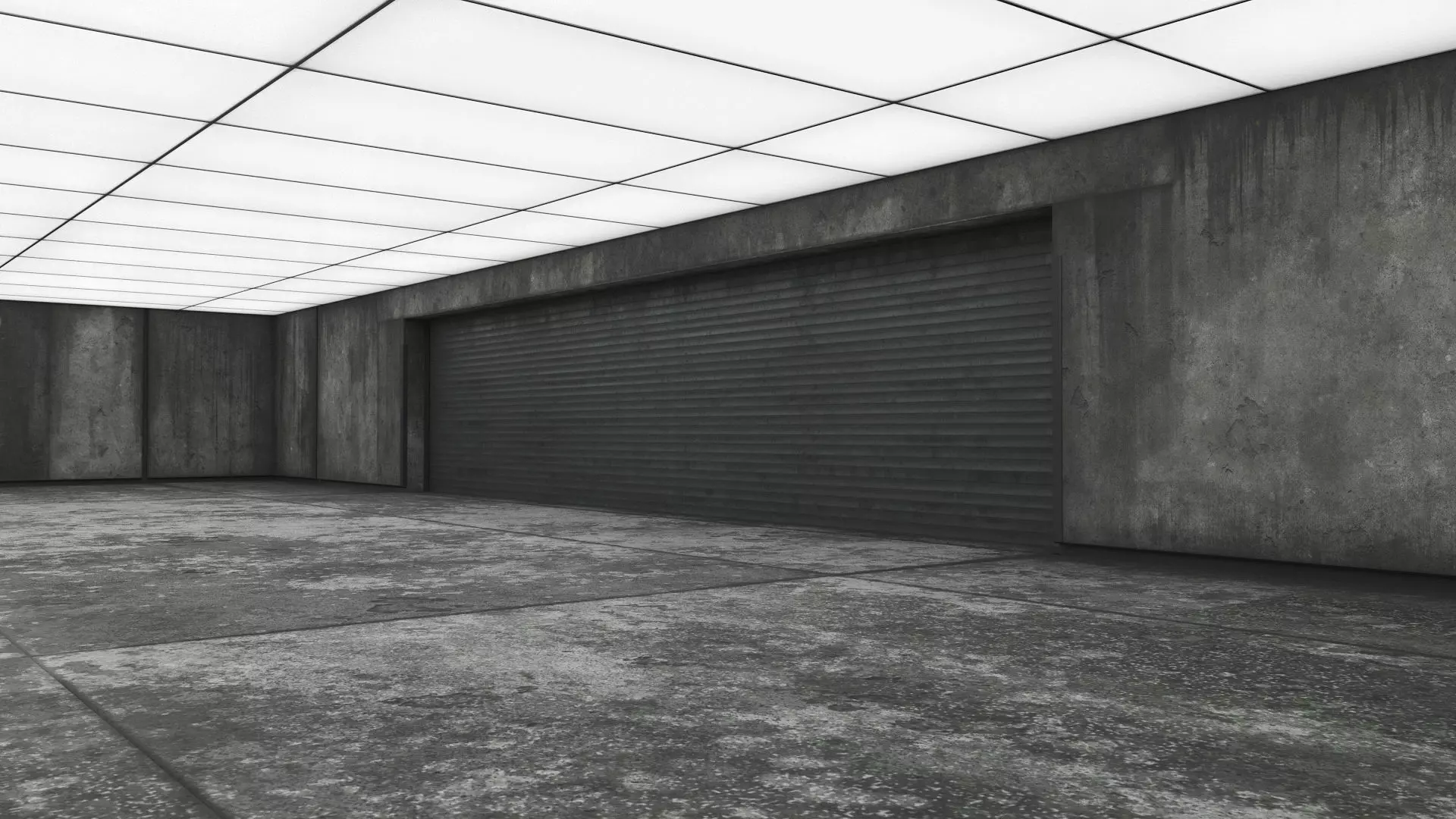 Concrete Garage Interior Low-poly 3D model_3