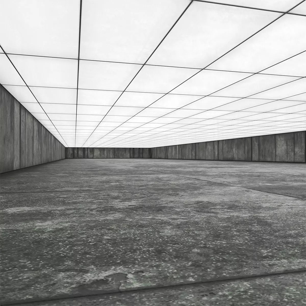 Concrete Garage Interior Low-poly 3D model_0