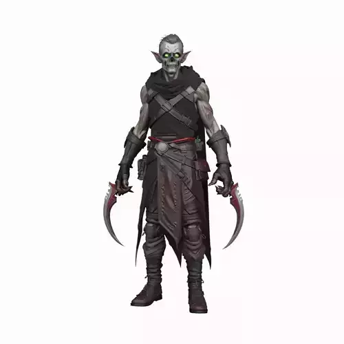 Detailed Shadowy Undead Rogue 3D Model World