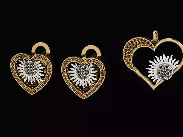 Love Pendant and Earrings 3D models