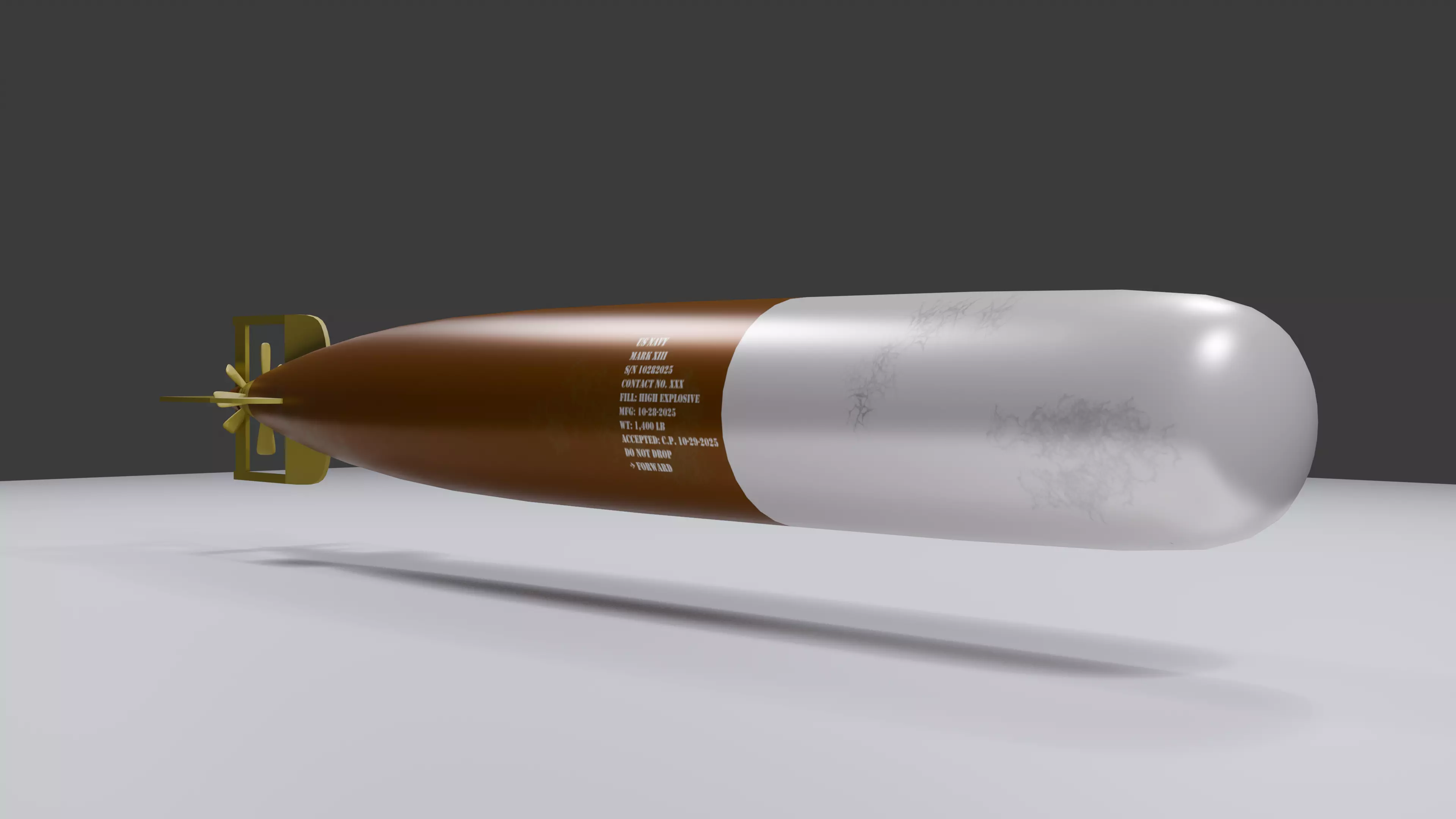 Mark 13 torpedo game model Low-poly 3D model_0
