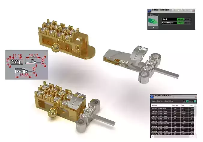 Clasp Diamond Set Hinged Box Connector with Dangles gl0041