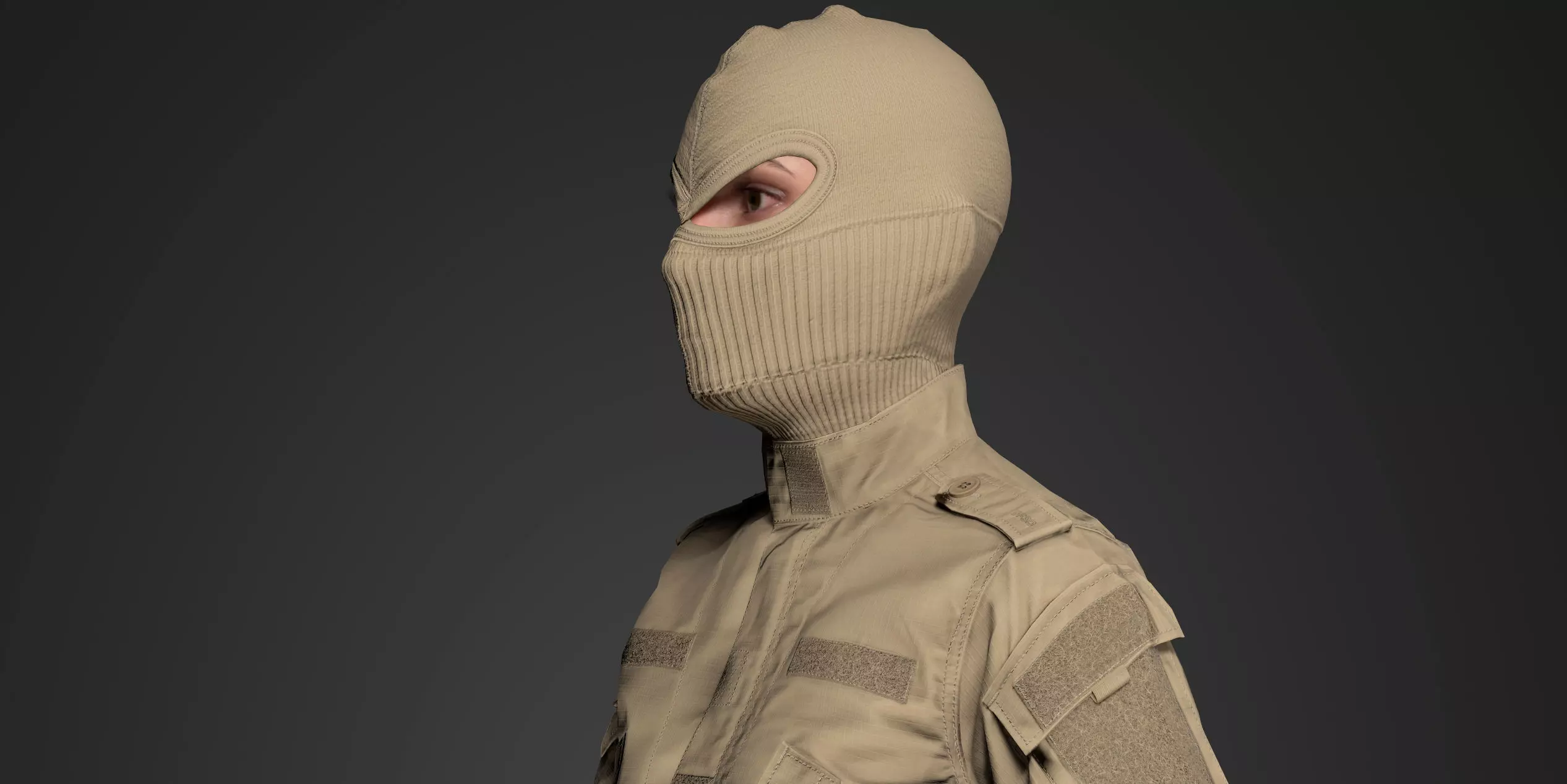 Tactical Full-Face Spec-Ops Balaclava UE5-Ready Low-poly 3D model_10