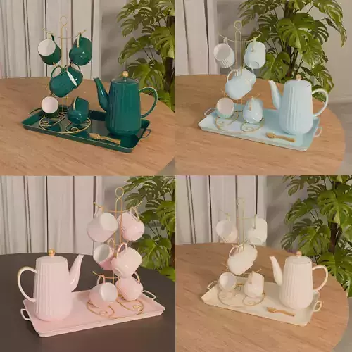 Tea Cup Set - 4 Color Variations 