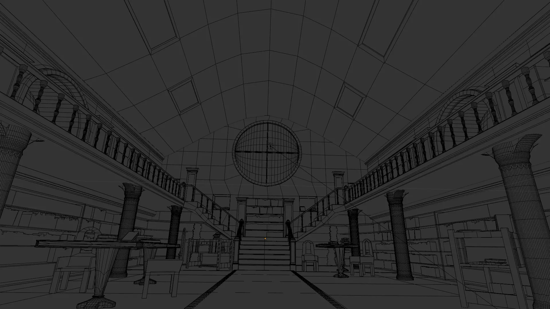 Library of The Firsts Vintage wood library interior Low-poly 3D model_5