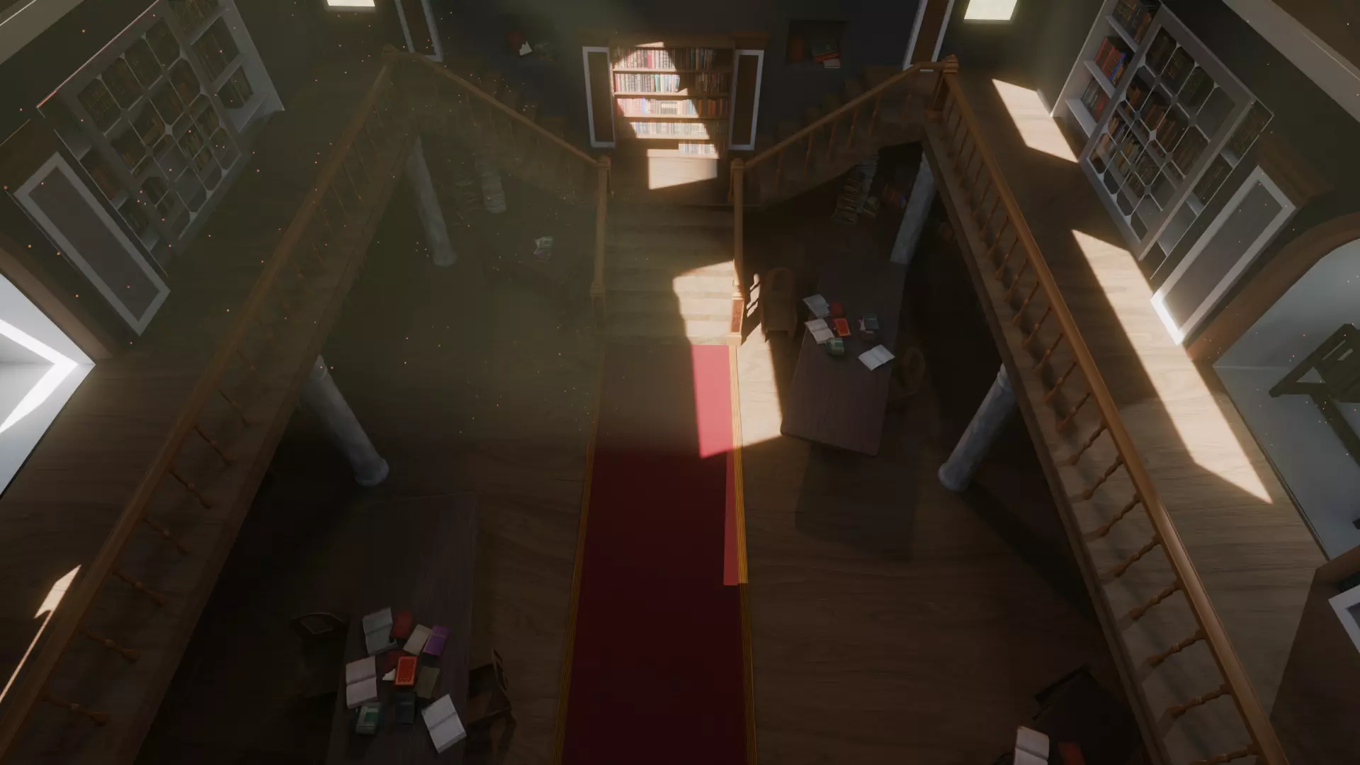 Library of The Firsts Vintage wood library interior Low-poly 3D model_2