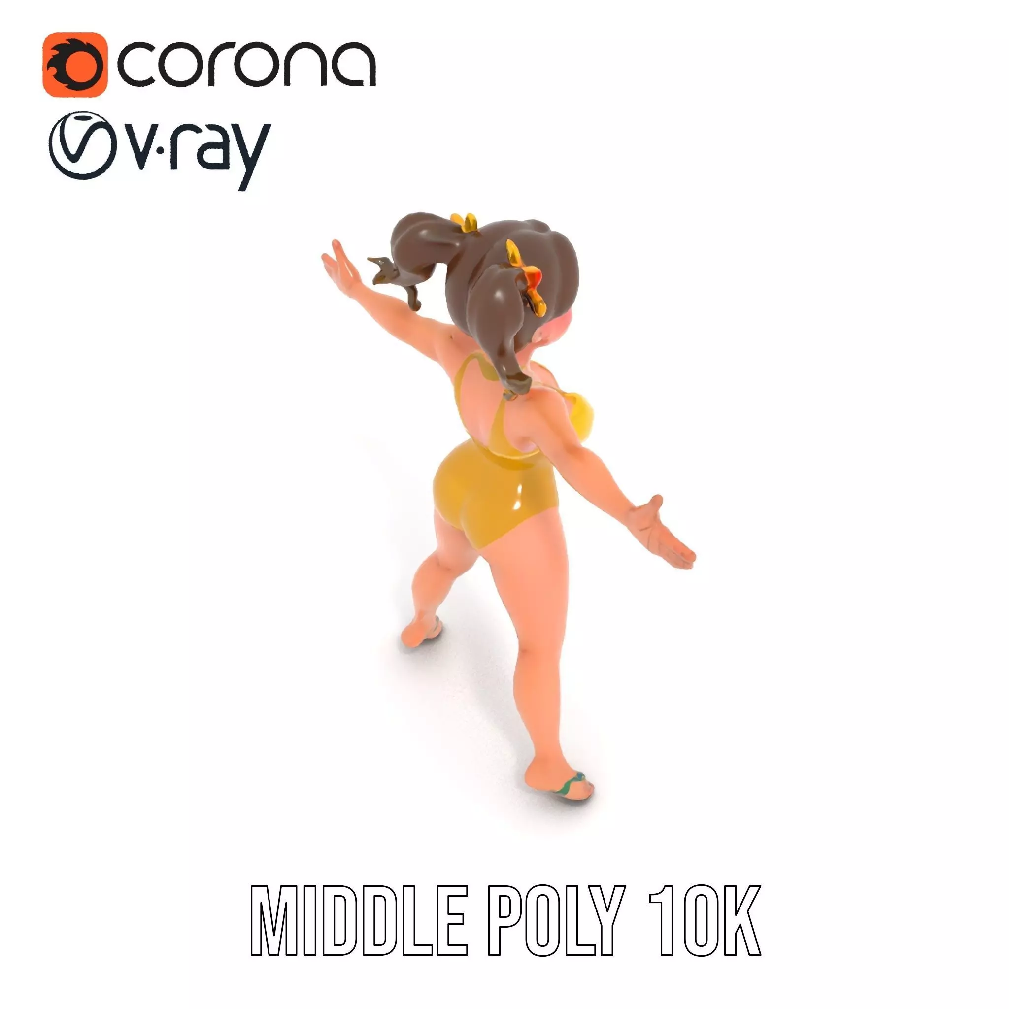 Sunny Swimsuit Anime Character model pack Low-poly 3D model_15