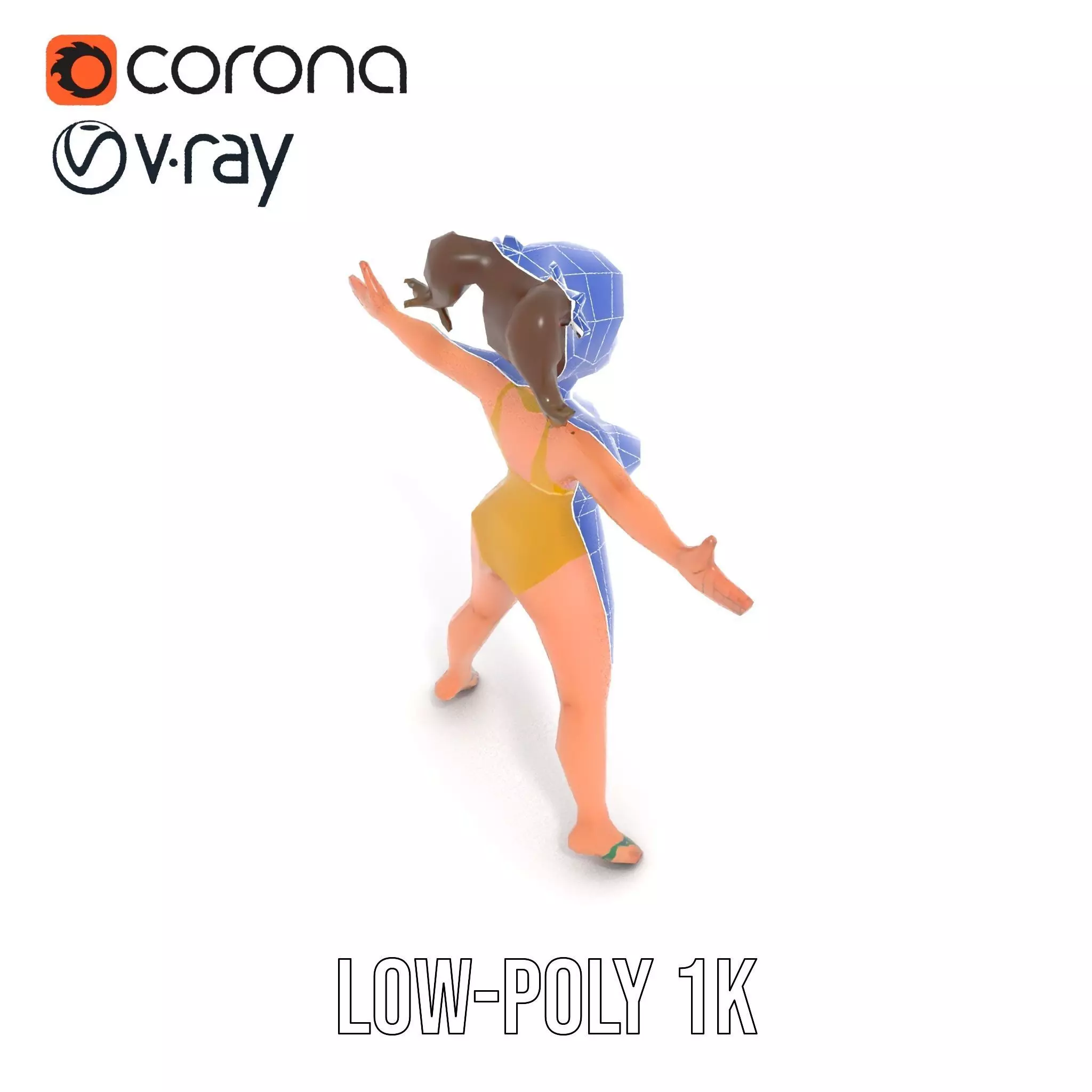 Sunny Swimsuit Anime Character model pack Low-poly 3D model_22