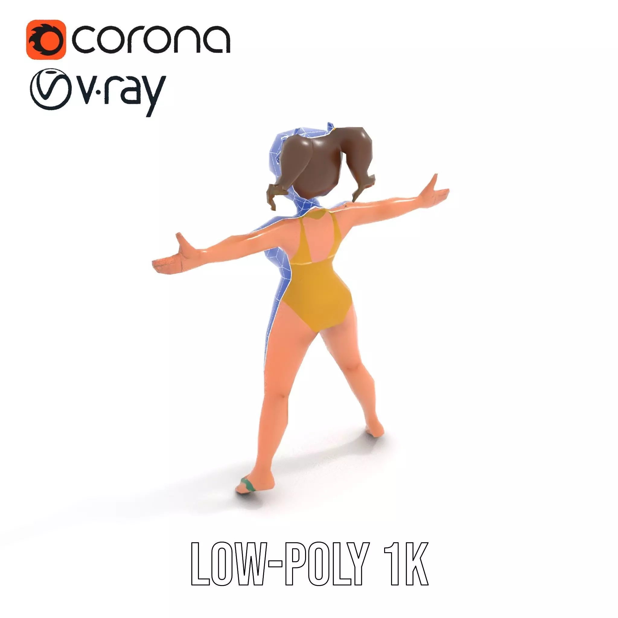 Sunny Swimsuit Anime Character model pack Low-poly 3D model_16