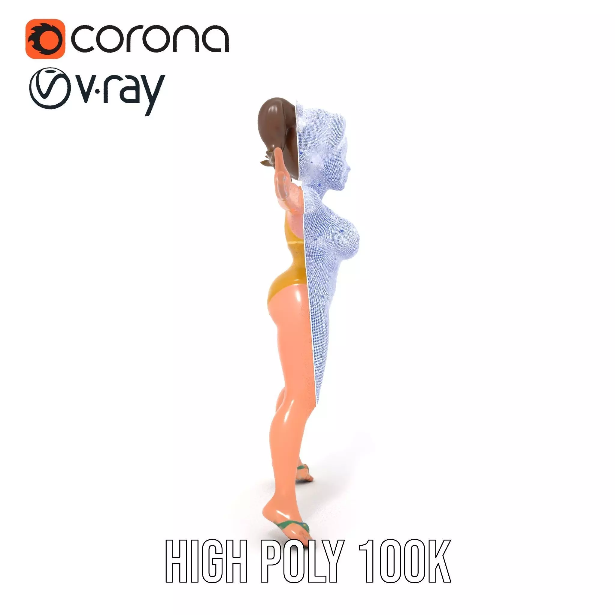 Sunny Swimsuit Anime Character model pack Low-poly 3D model_33