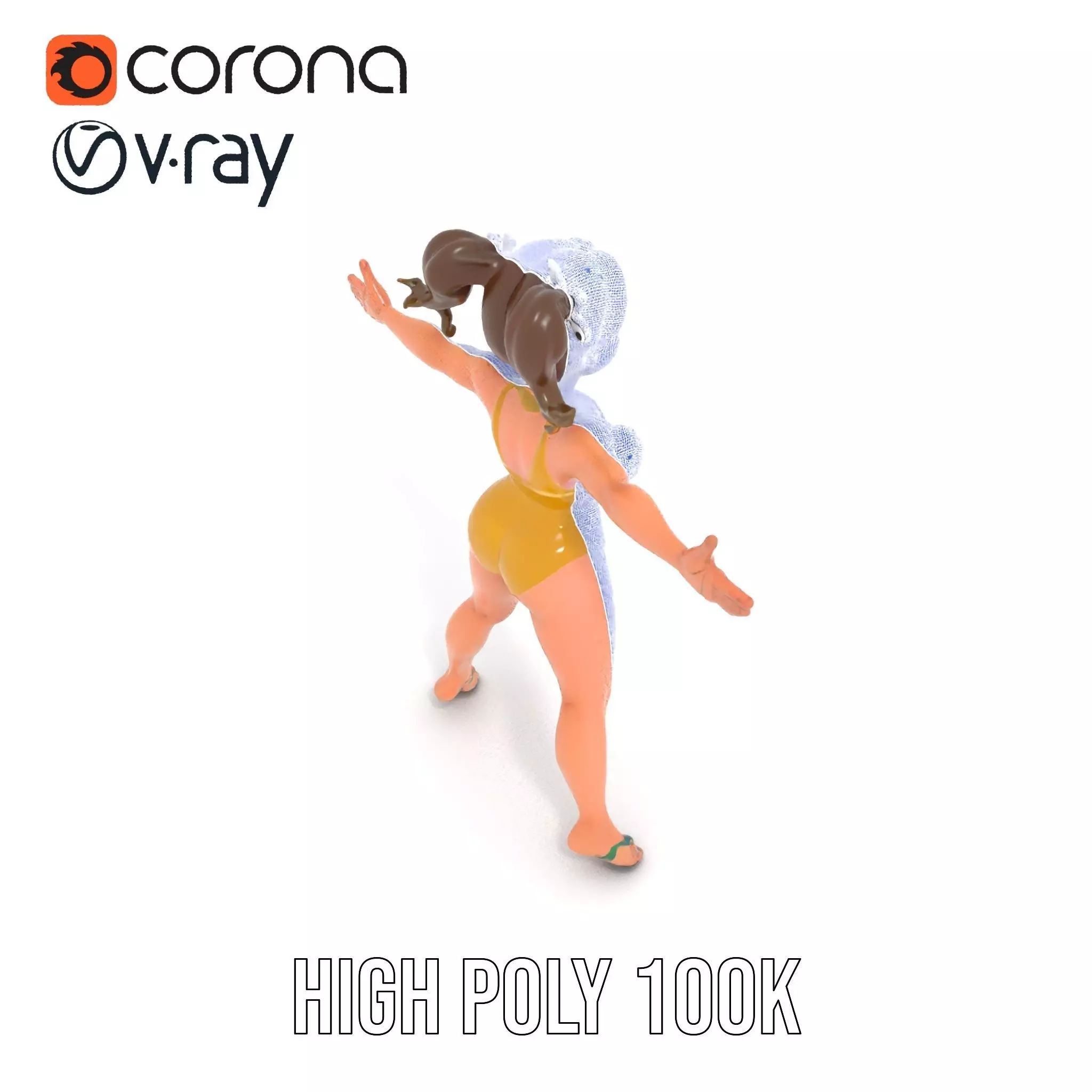 Sunny Swimsuit Anime Character model pack Low-poly 3D model_20