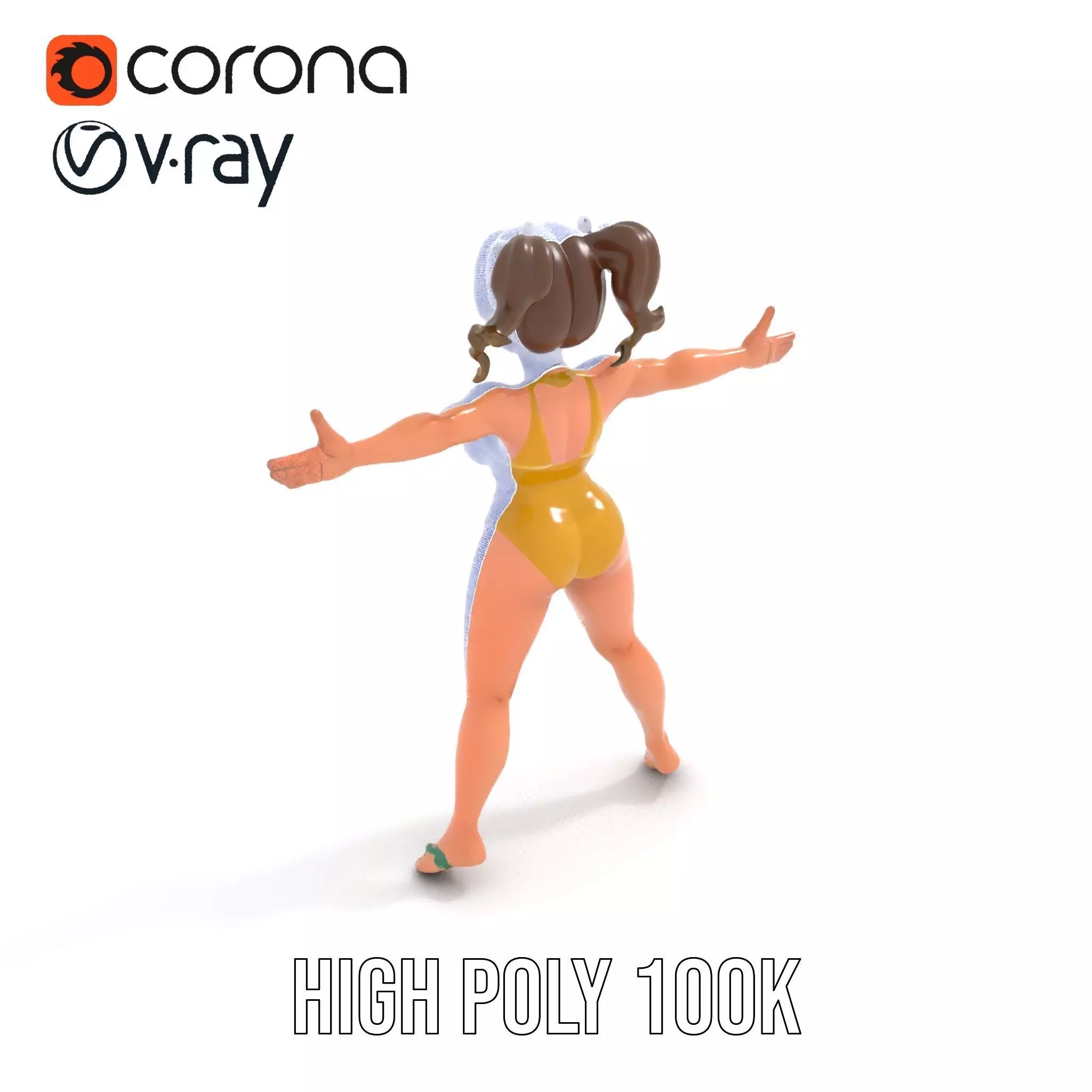 Sunny Swimsuit Anime Character model pack Low-poly 3D model_17