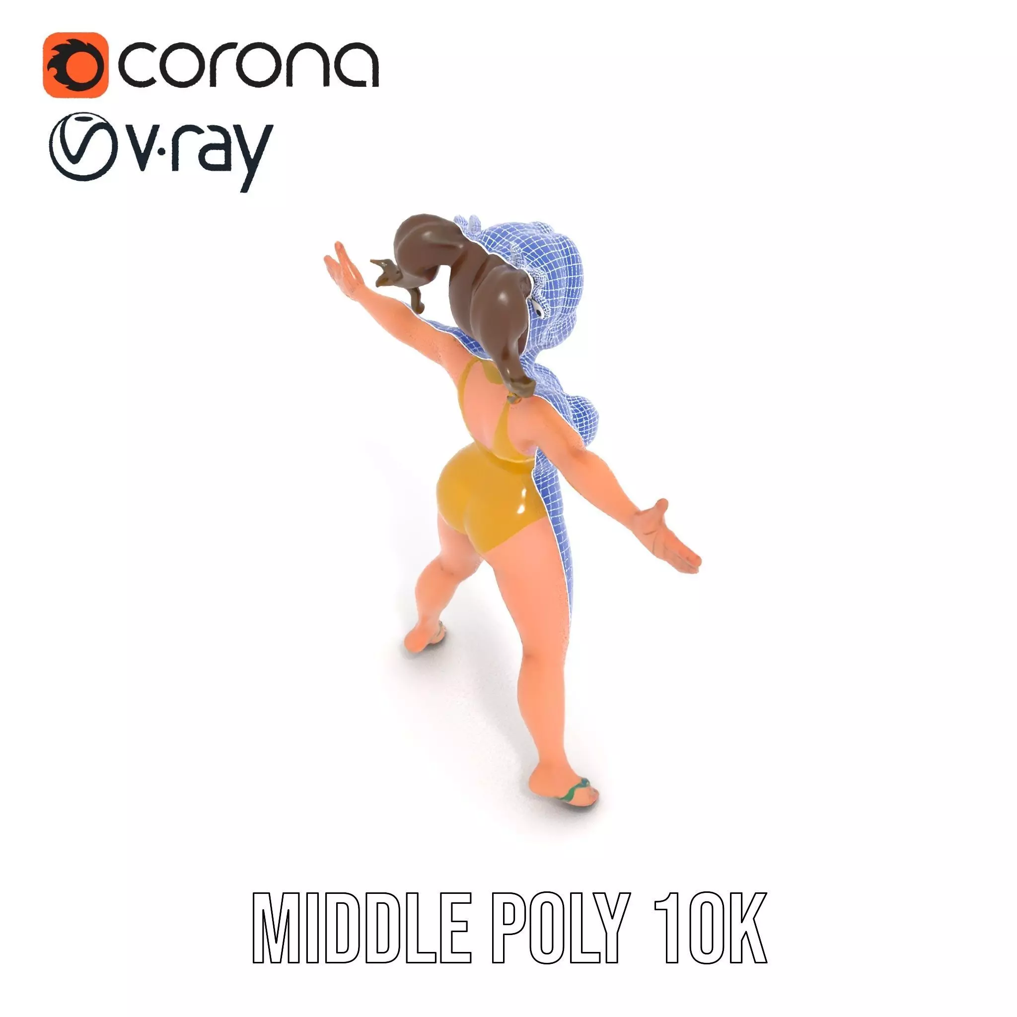 Sunny Swimsuit Anime Character model pack Low-poly 3D model_29