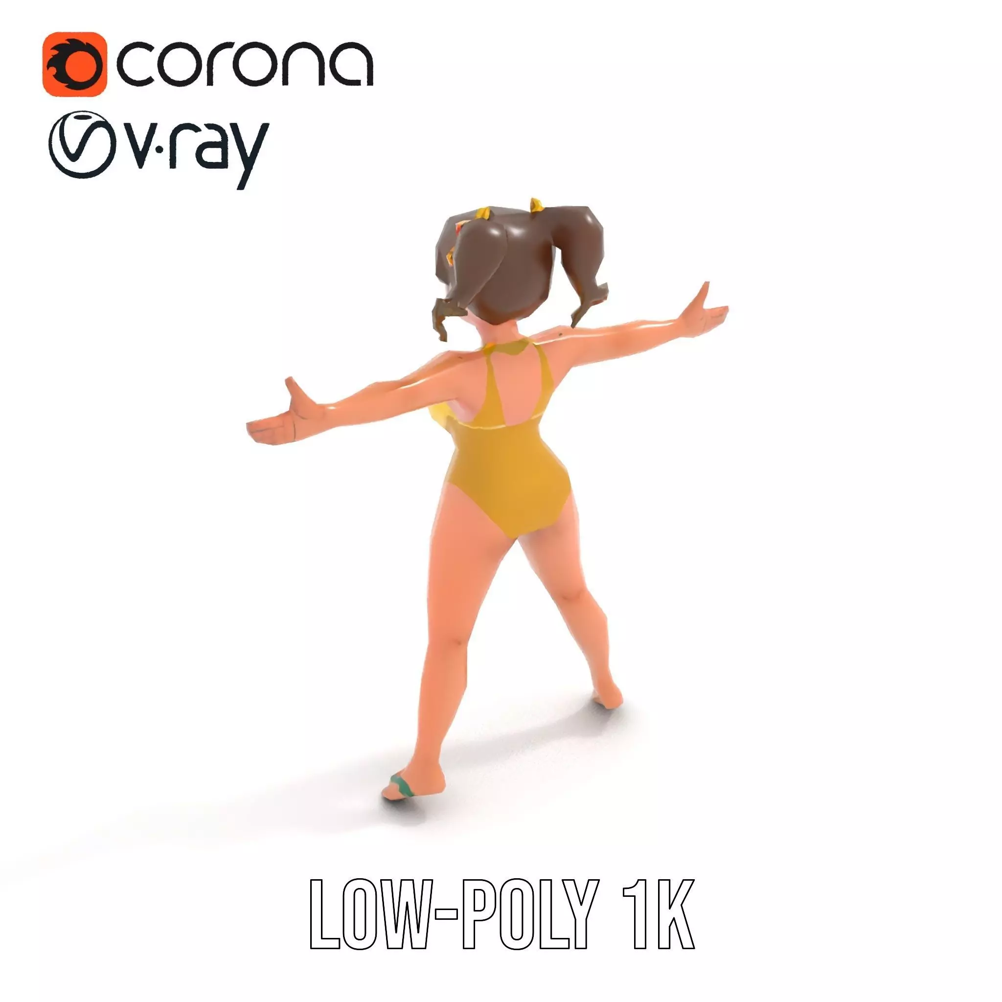 Sunny Swimsuit Anime Character model pack Low-poly 3D model_19