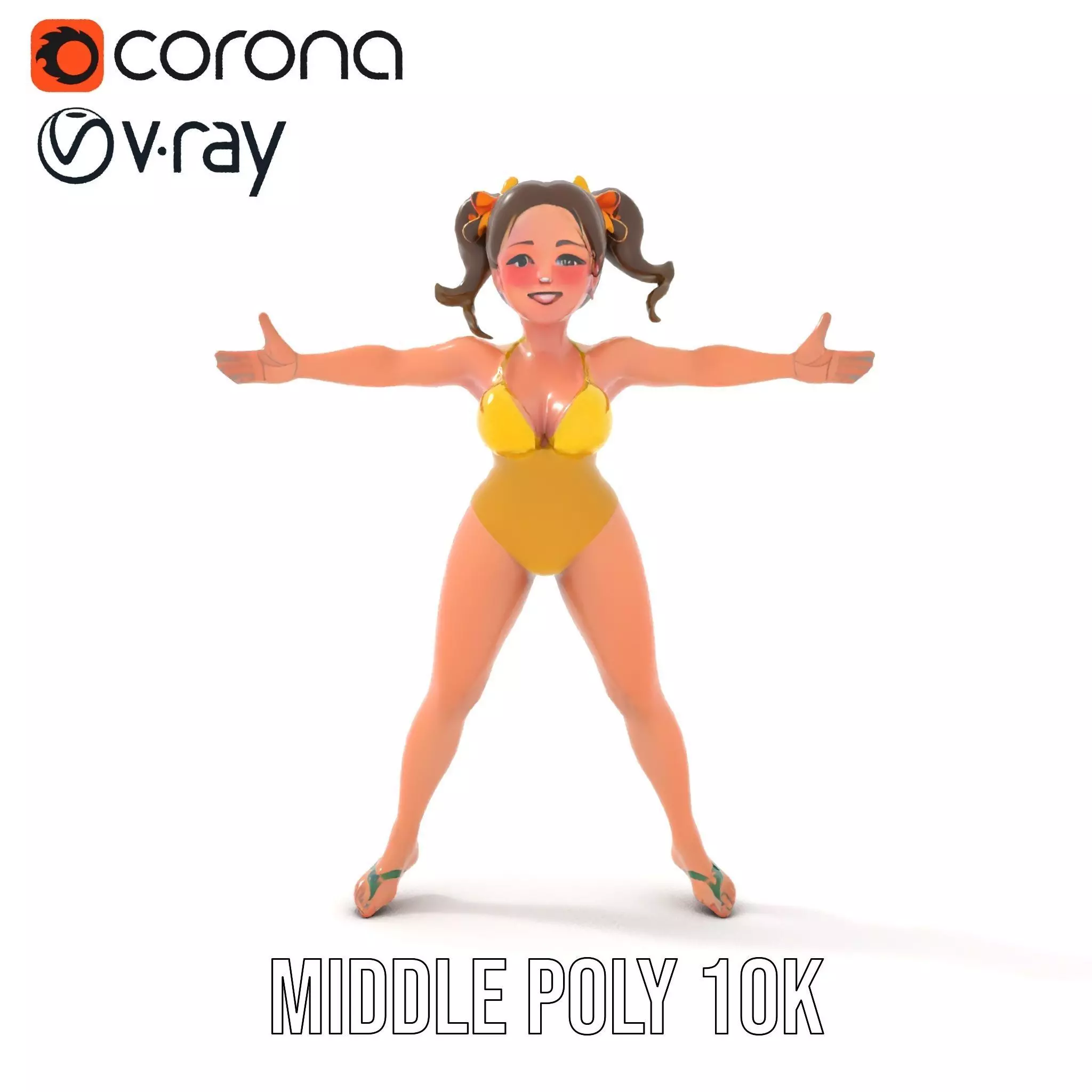 Sunny Swimsuit Anime Character model pack Low-poly 3D model_18