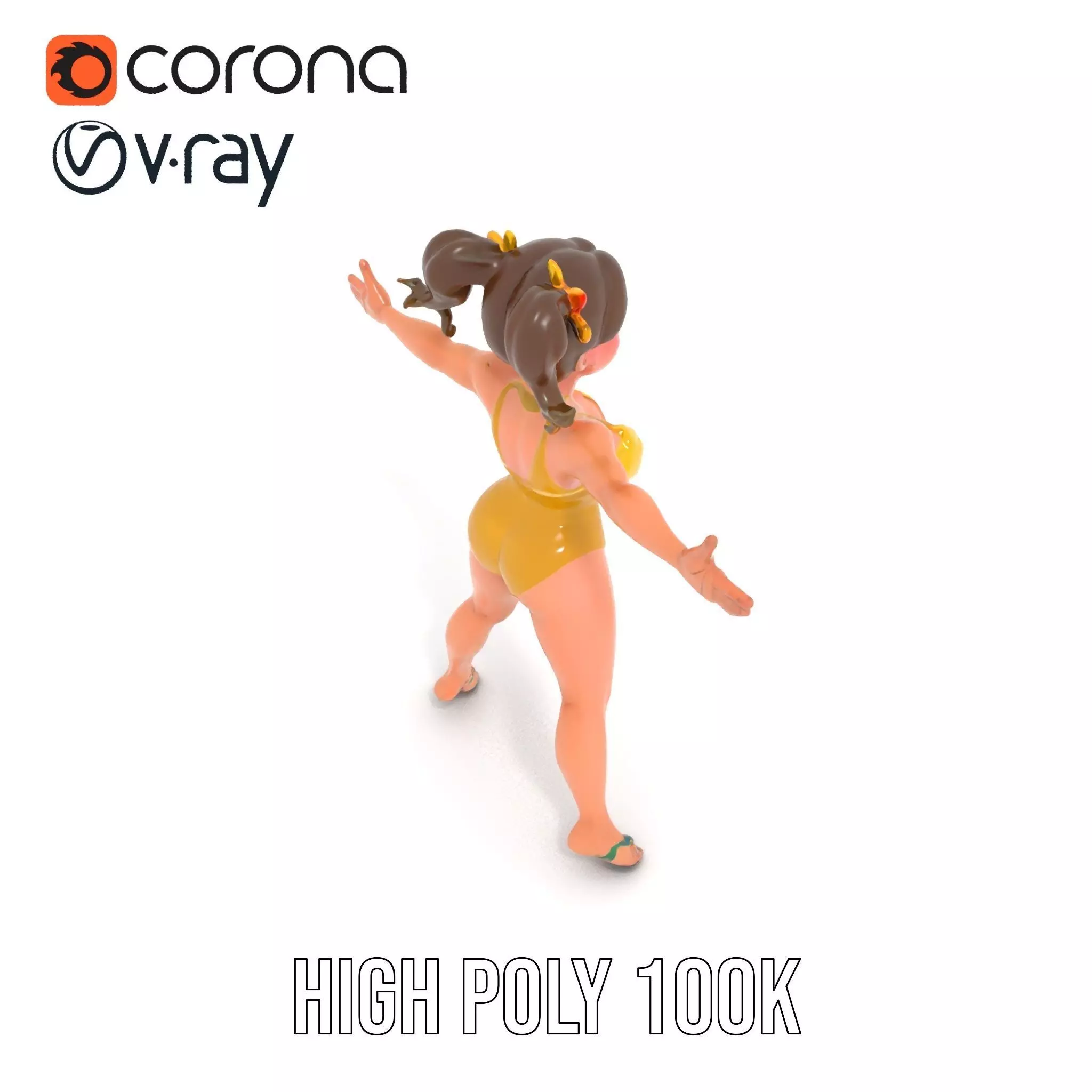 Sunny Swimsuit Anime Character model pack Low-poly 3D model_32