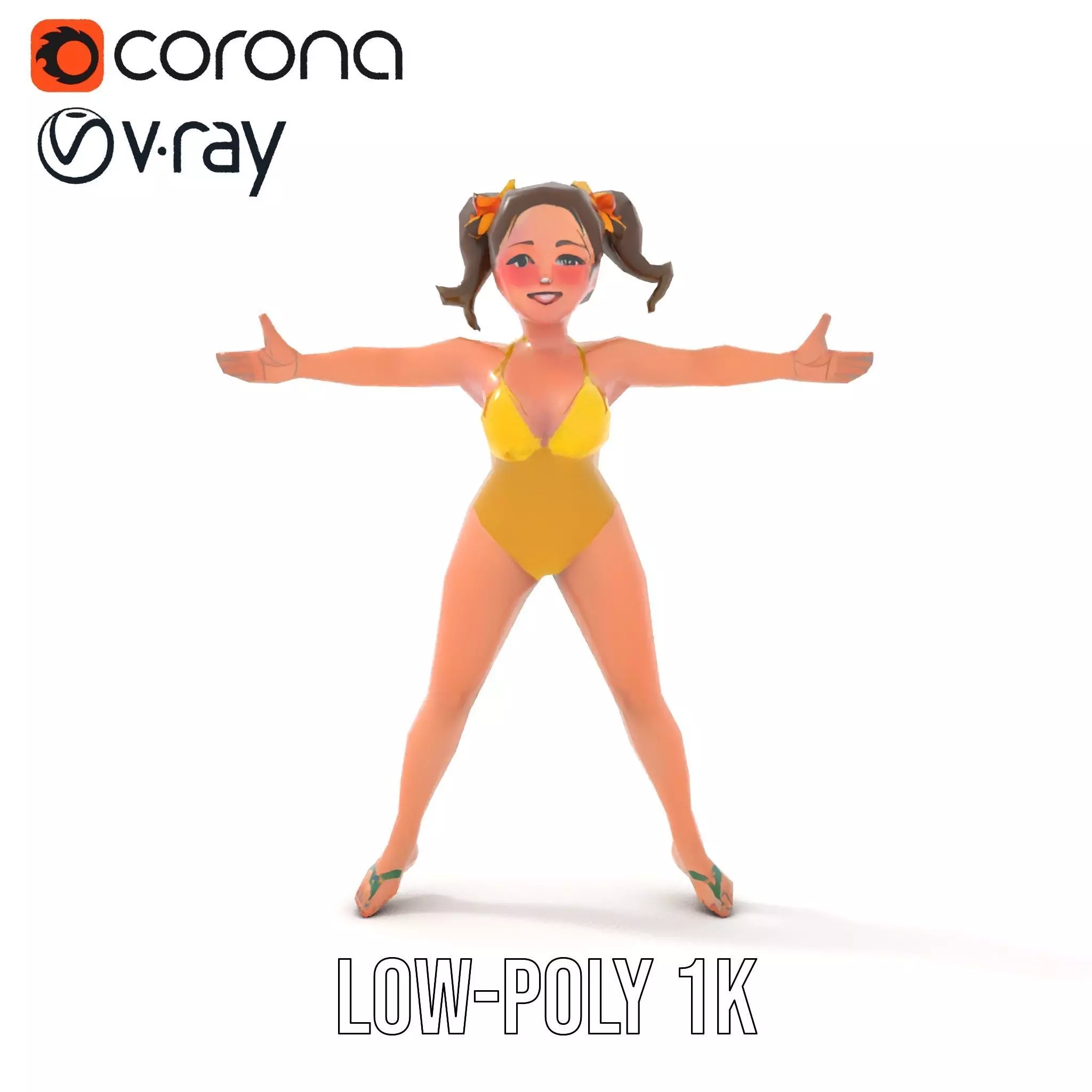 Sunny Swimsuit Anime Character model pack Low-poly 3D model_25