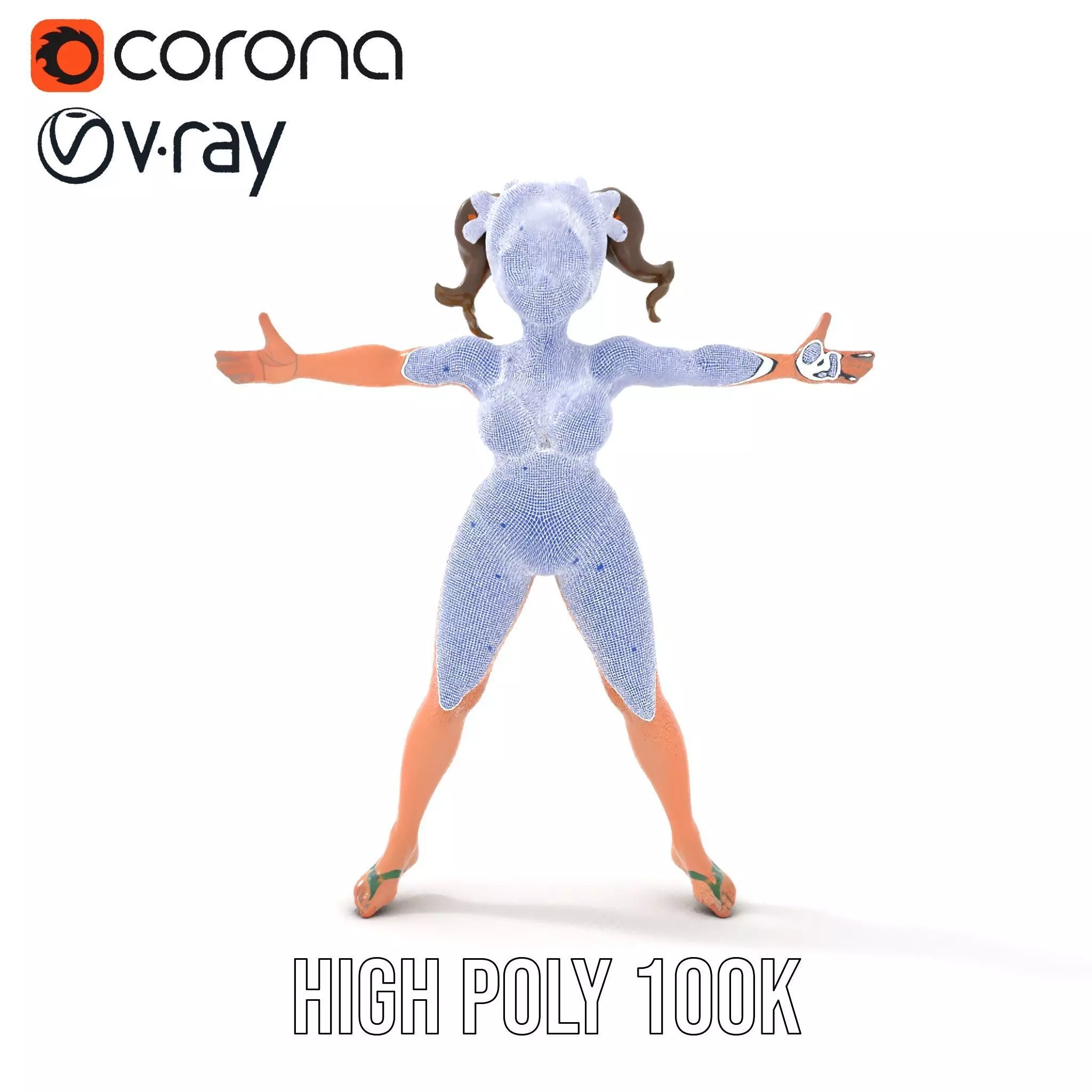 Sunny Swimsuit Anime Character model pack Low-poly 3D model_34