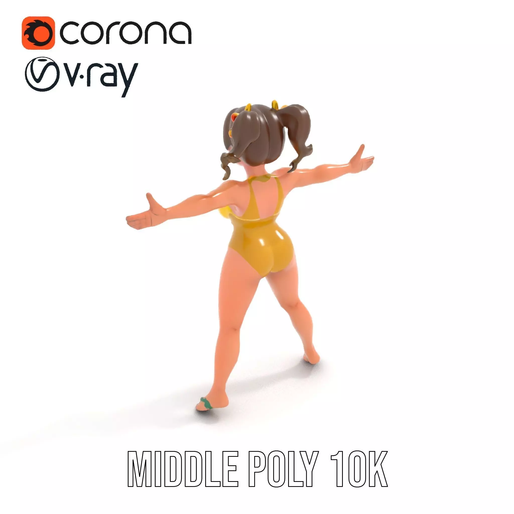 Sunny Swimsuit Anime Character model pack Low-poly 3D model_13