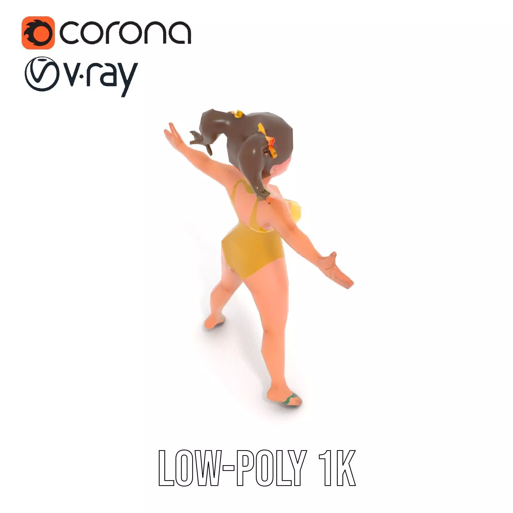 Sunny Swimsuit Anime Character model pack Low-poly 3D model_9