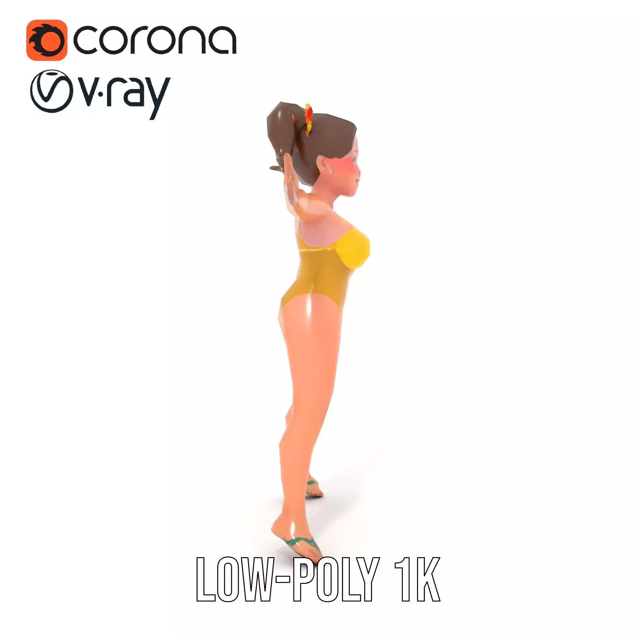 Sunny Swimsuit Anime Character model pack Low-poly 3D model_14