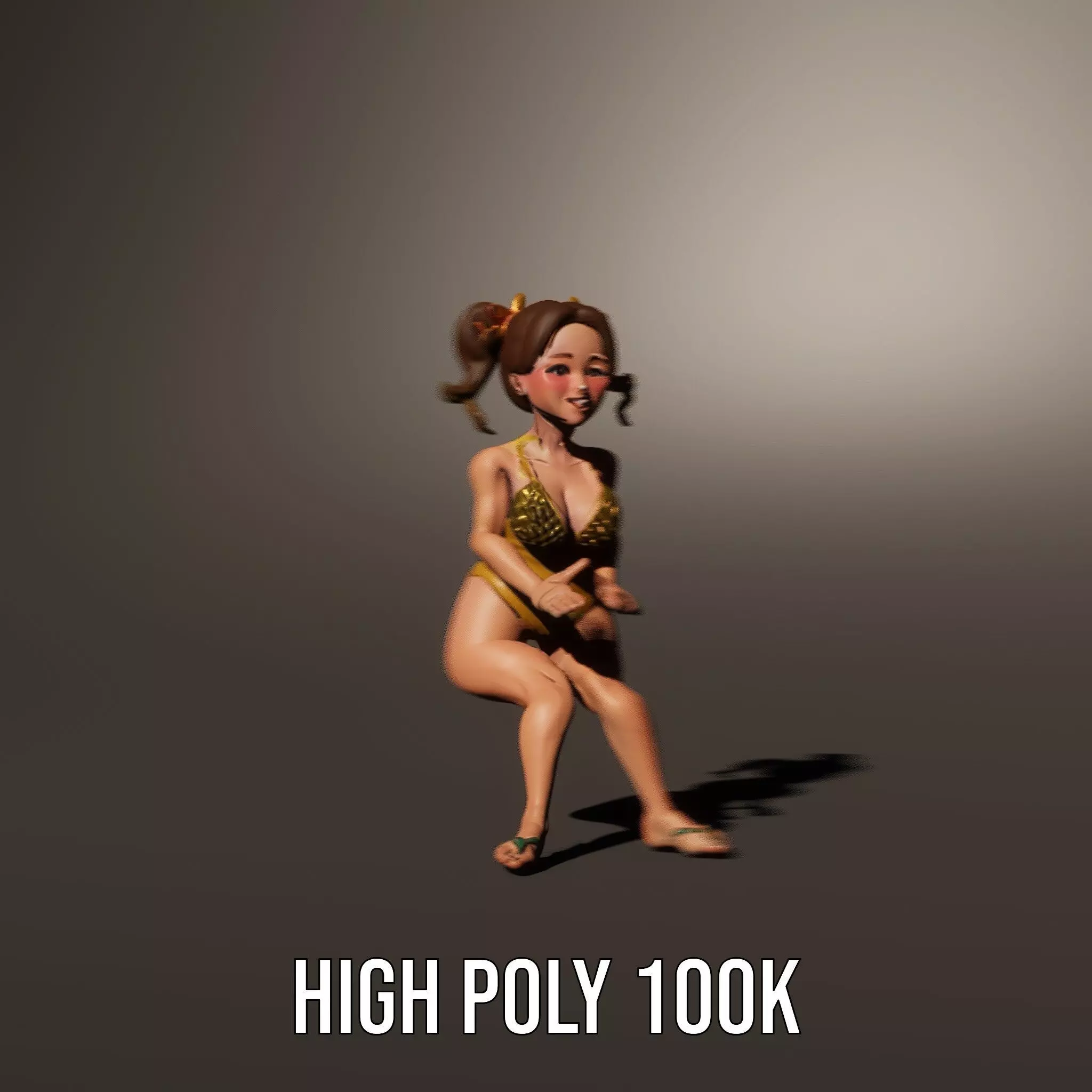 Sunny Swimsuit Anime Character model pack Low-poly 3D model_10