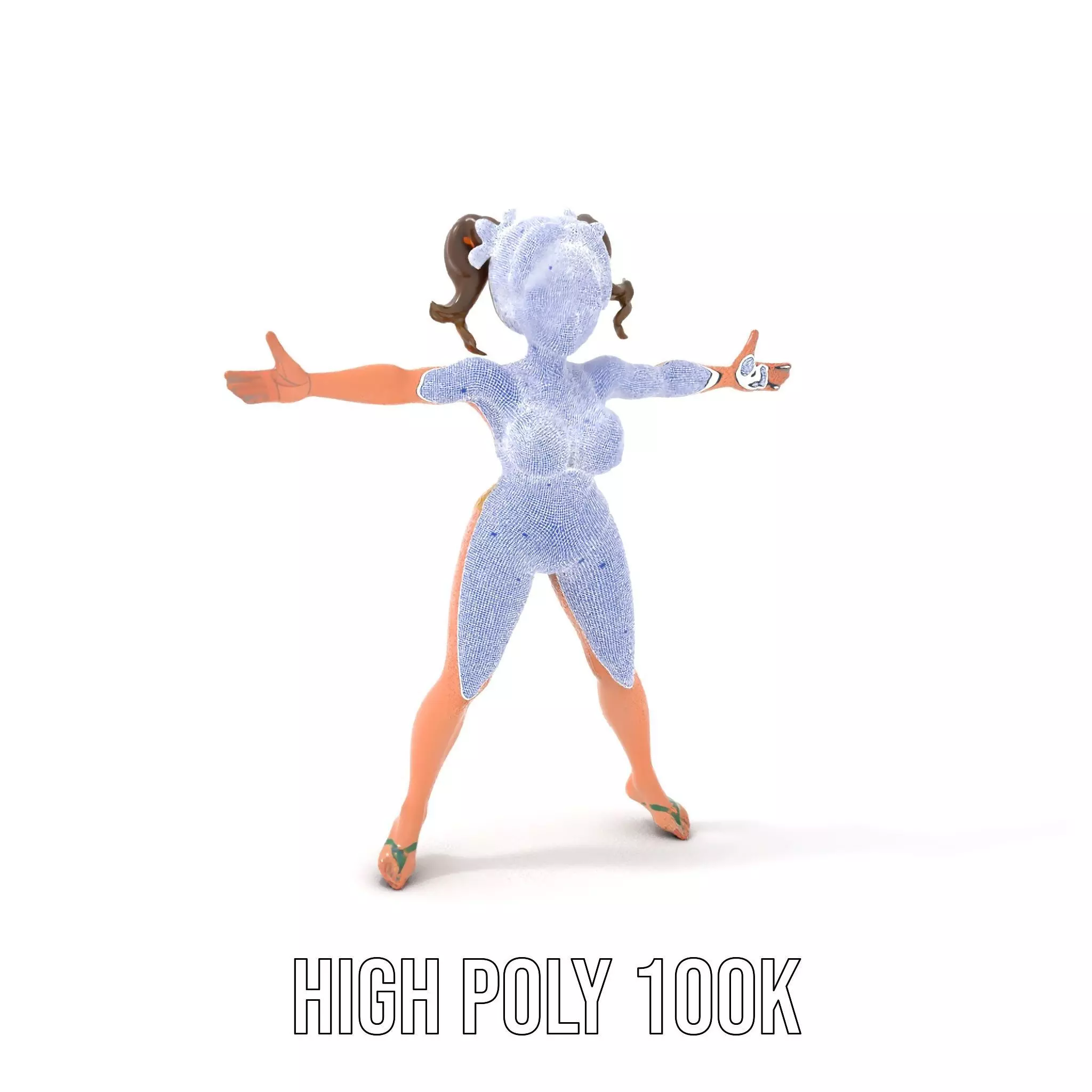 Sunny Swimsuit Anime Character model pack Low-poly 3D model_4