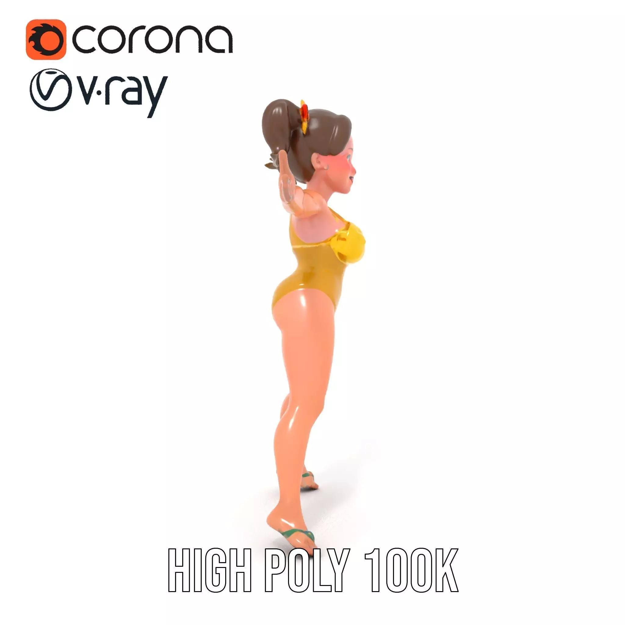 Sunny Swimsuit Anime Character model pack Low-poly 3D model_23