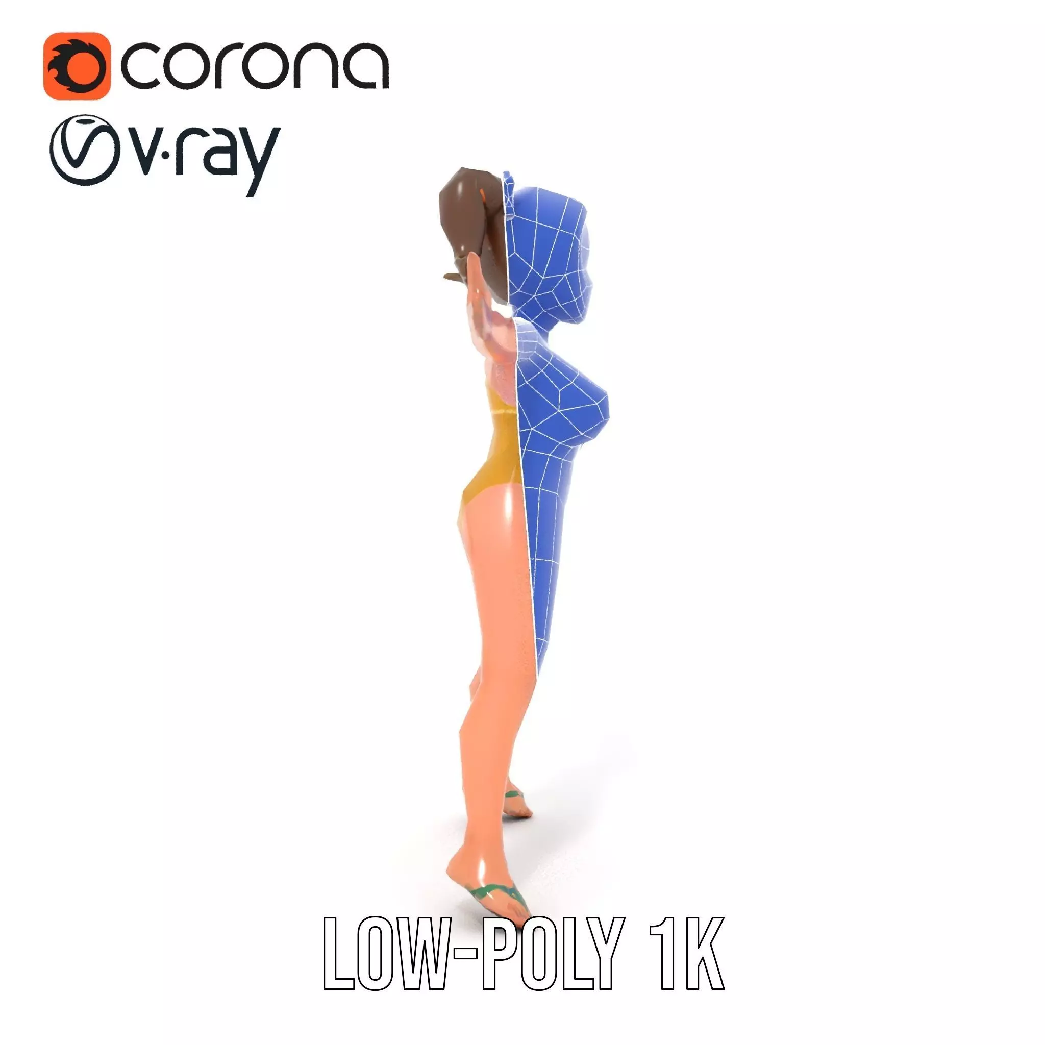 Sunny Swimsuit Anime Character model pack Low-poly 3D model_12