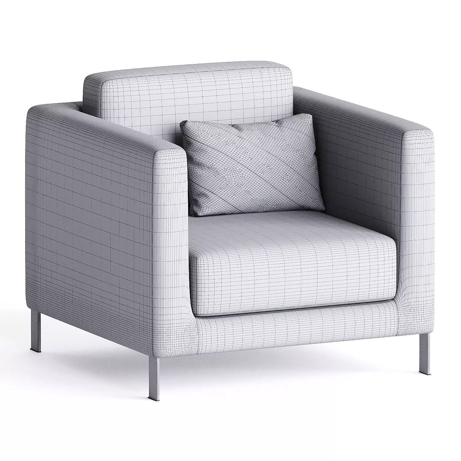 armchair white 3D model_3
