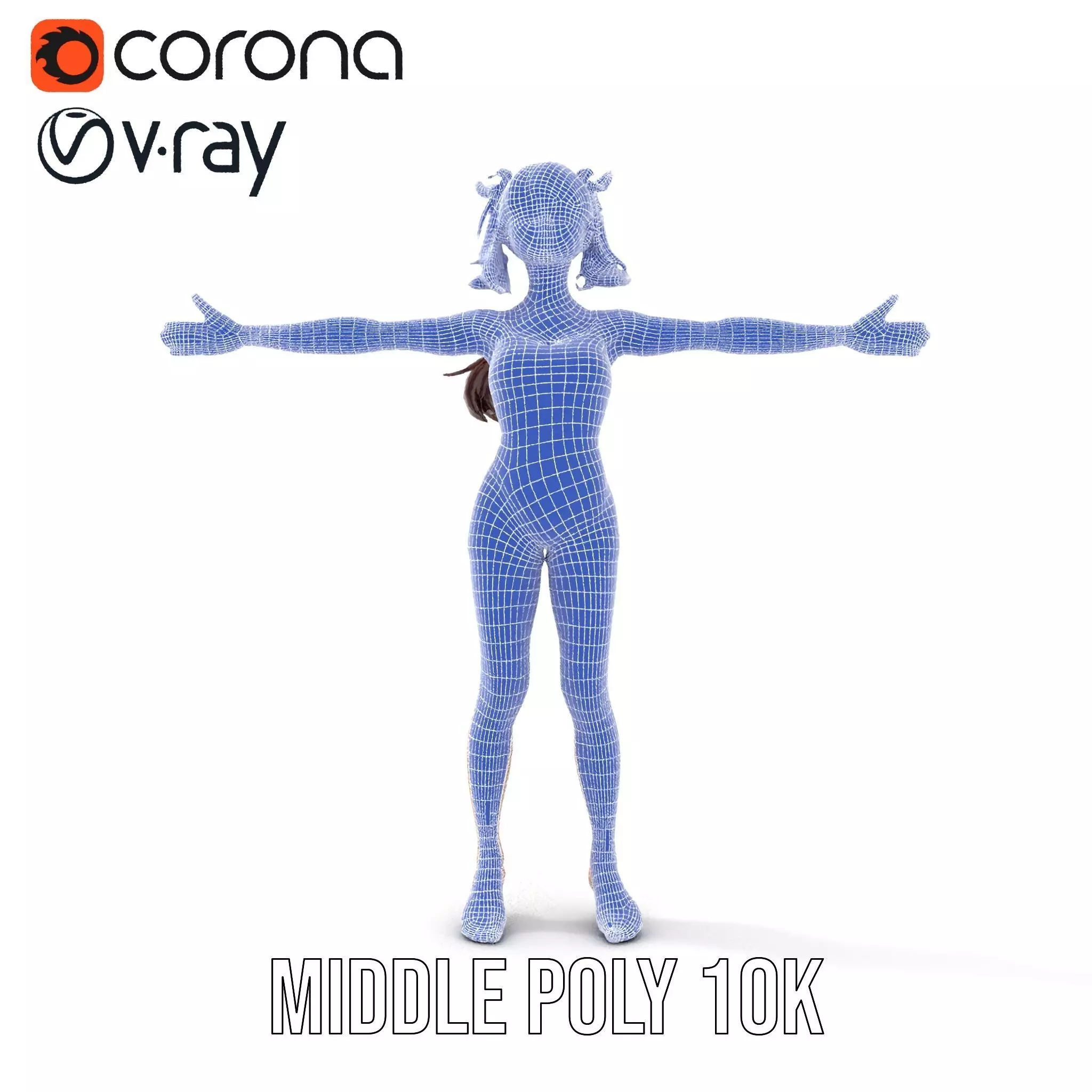 Anime Character Polka Dot Suit model pack Low-poly 3D model_6