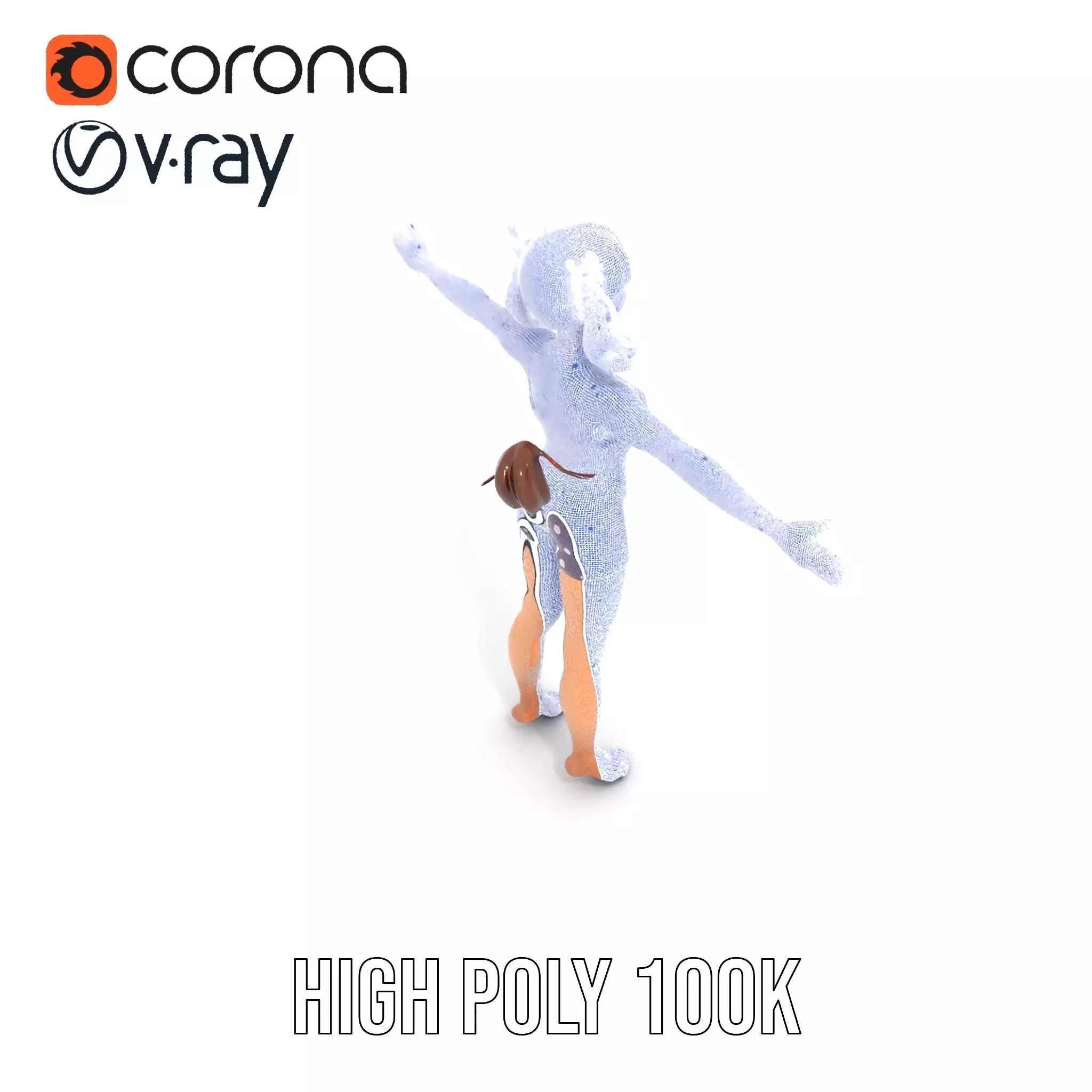 Anime Character Polka Dot Suit model pack Low-poly 3D model_16