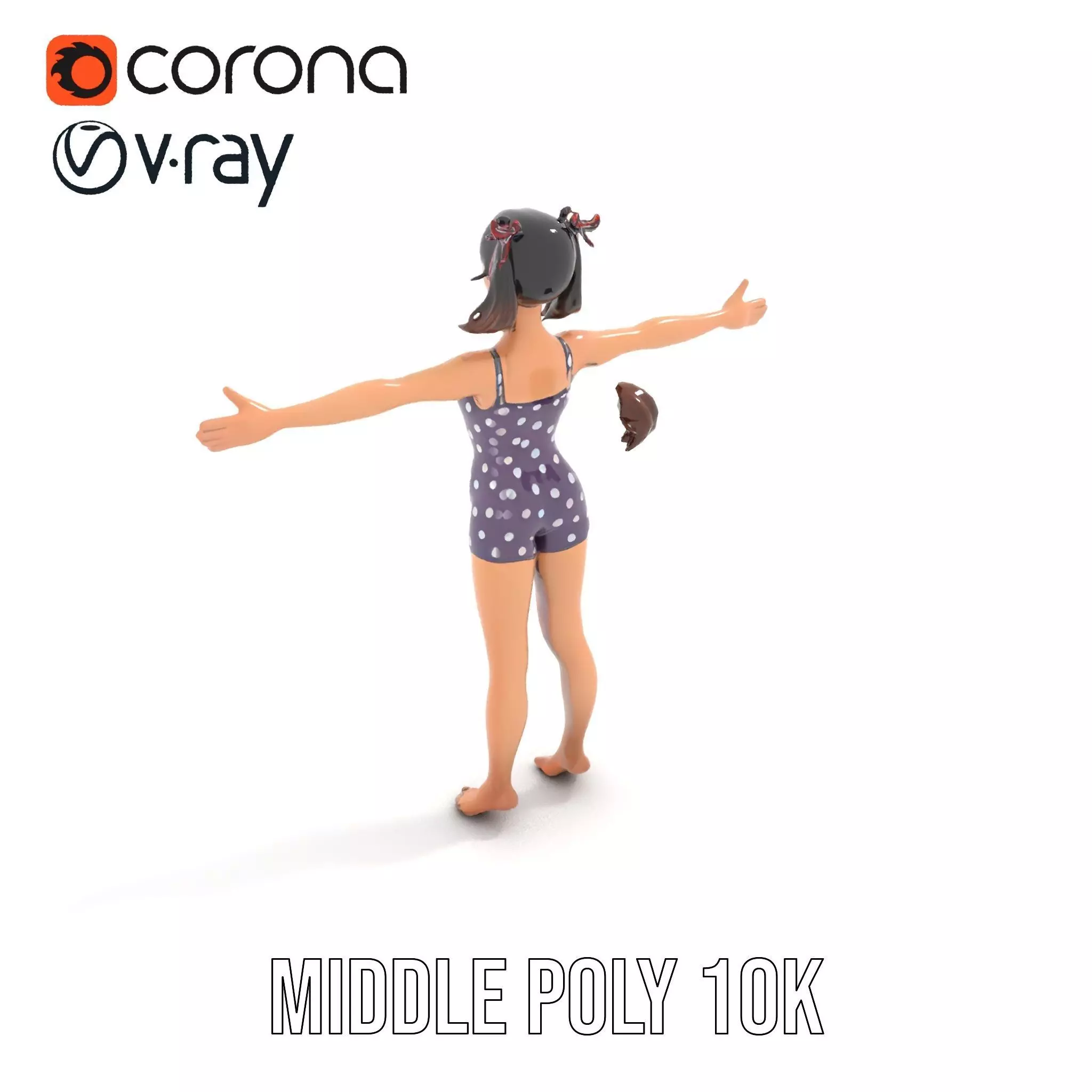 Anime Character Polka Dot Suit model pack Low-poly 3D model_14