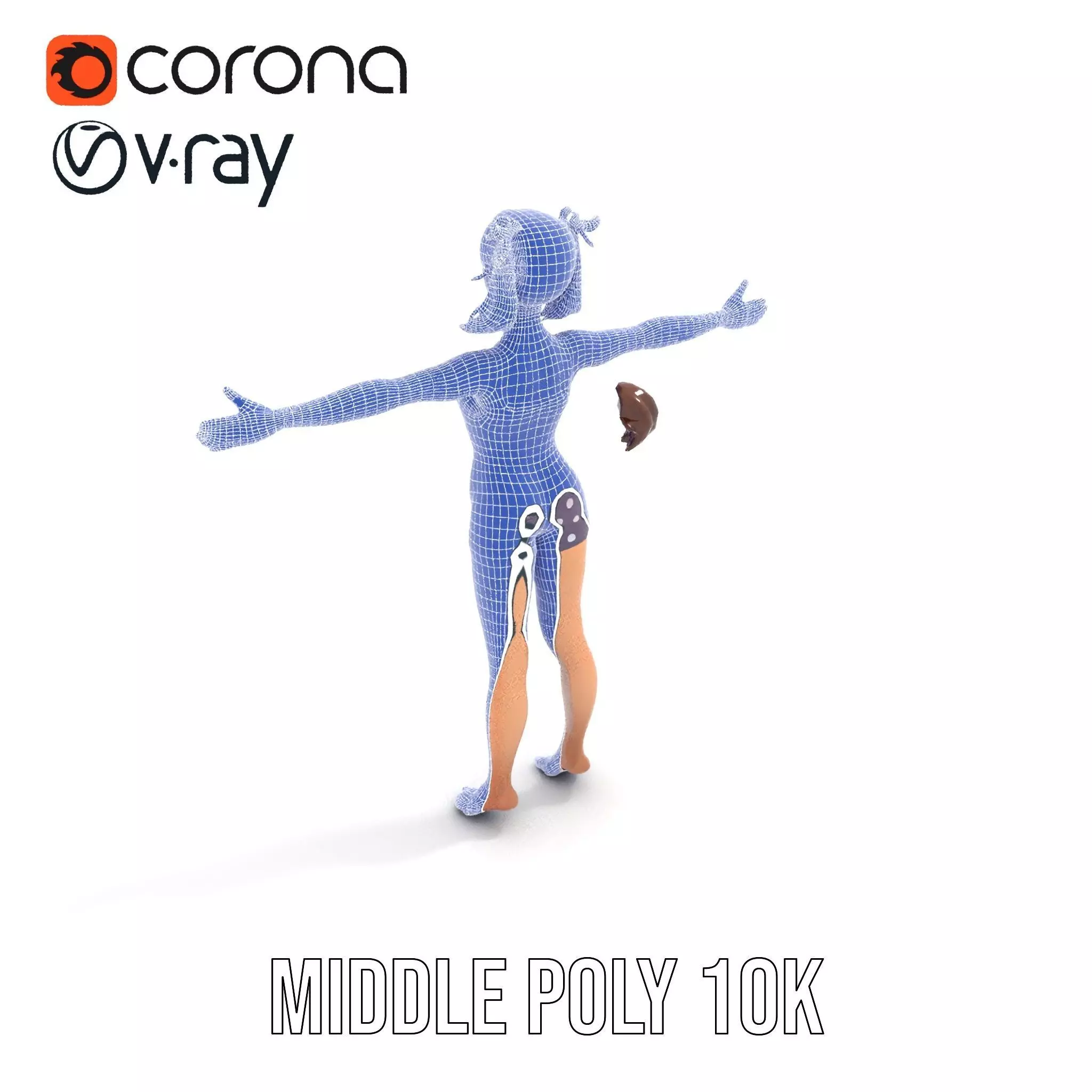 Anime Character Polka Dot Suit model pack Low-poly 3D model_17