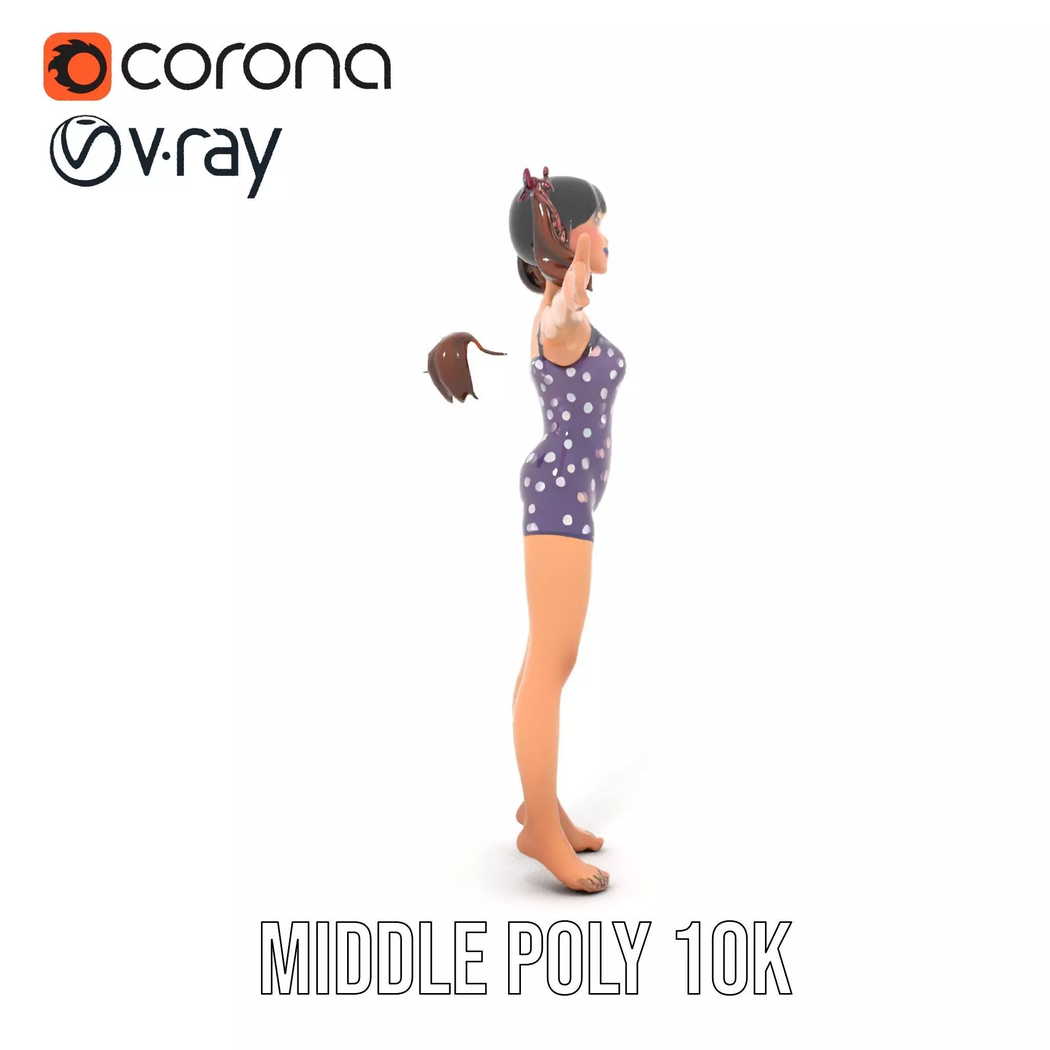 Anime Character Polka Dot Suit model pack Low-poly 3D model_27