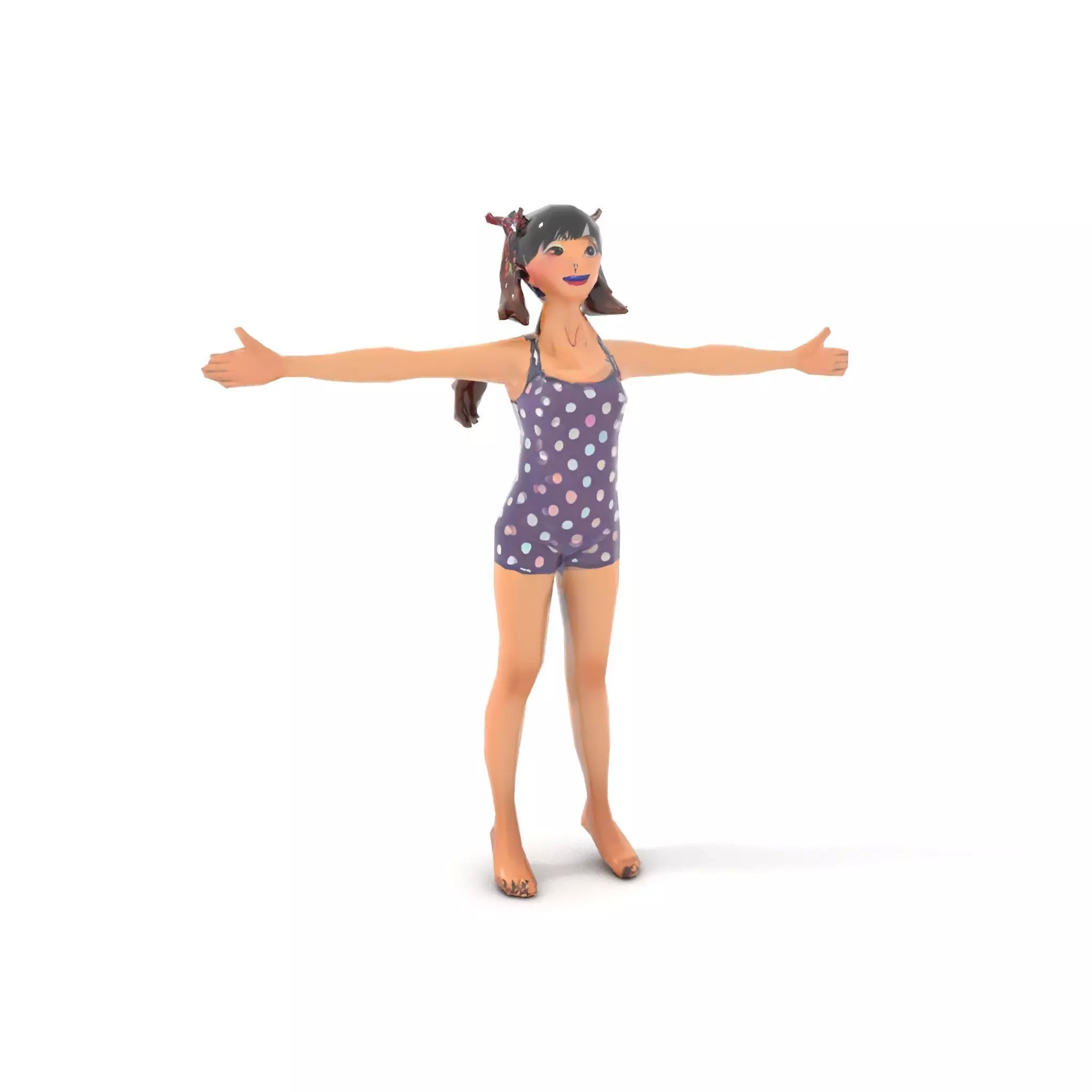 Anime Character Polka Dot Suit model pack Low-poly 3D model_9