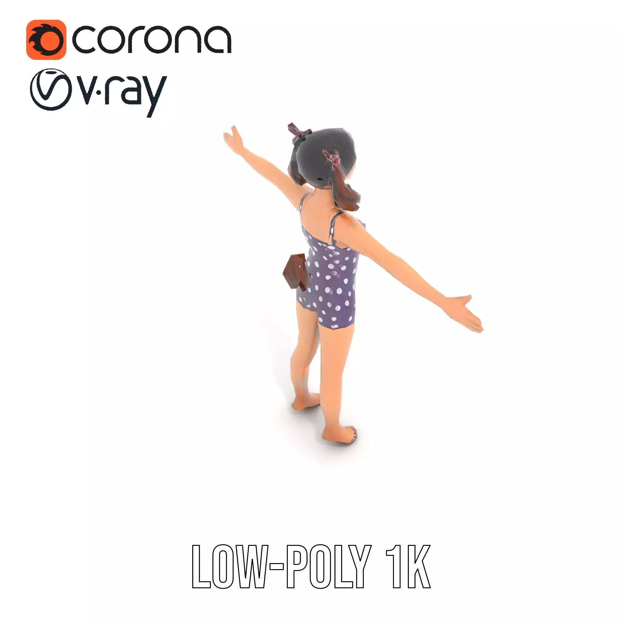 Anime Character Polka Dot Suit model pack Low-poly 3D model_15