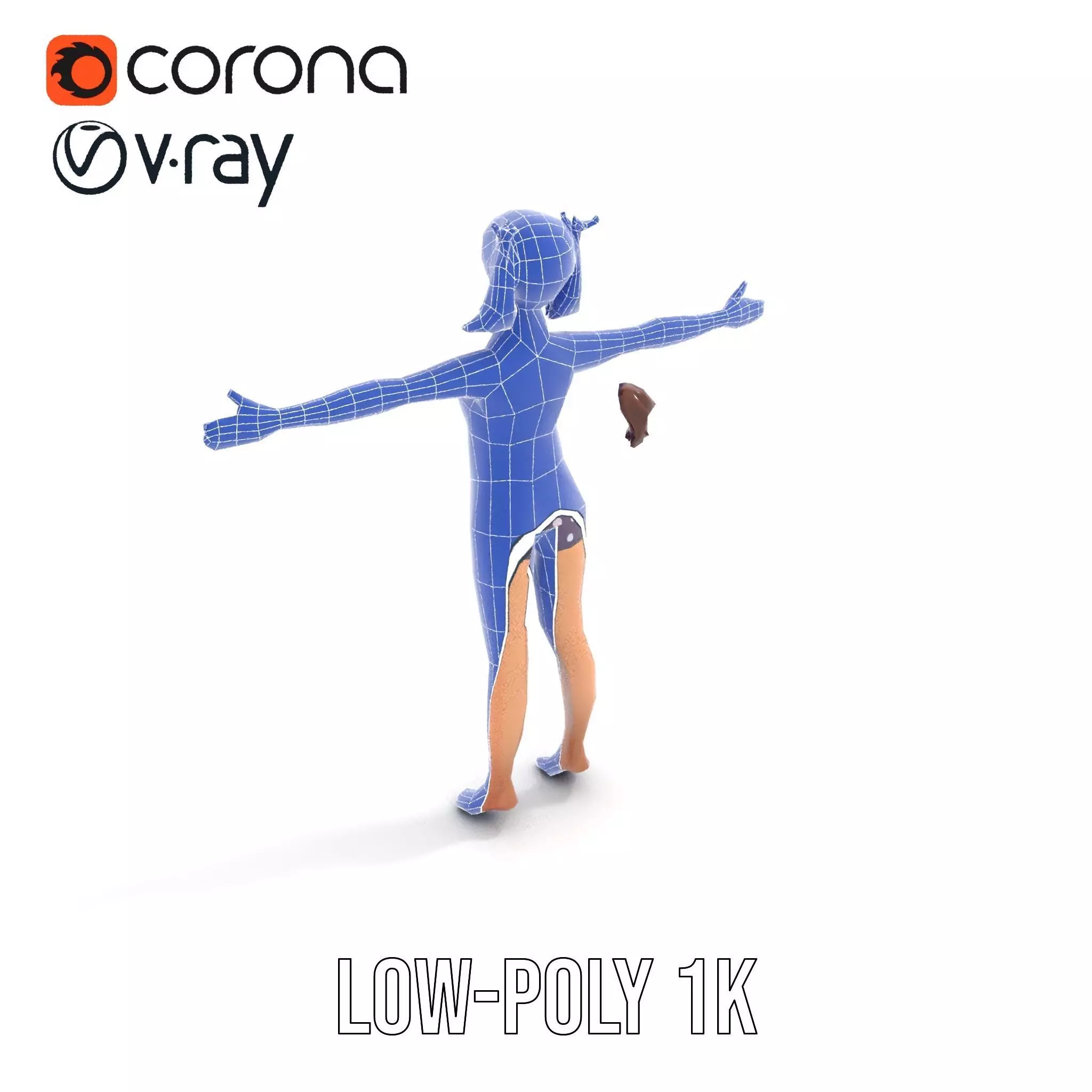 Anime Character Polka Dot Suit model pack Low-poly 3D model_23